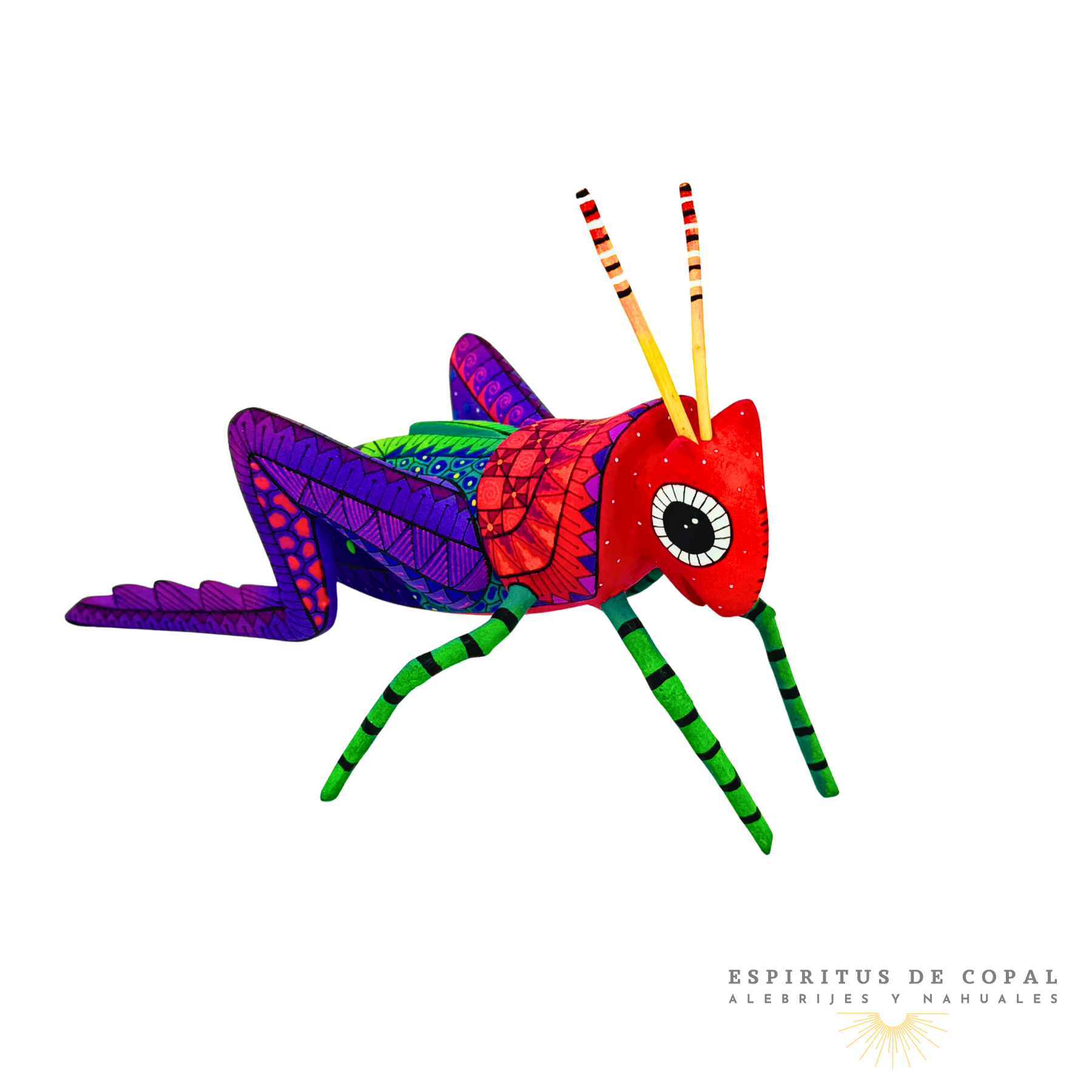Alebrije Chapulín Zapoteca Tallado en Madera de Copal | Espíritus de Copal Oaxaca - Image 3