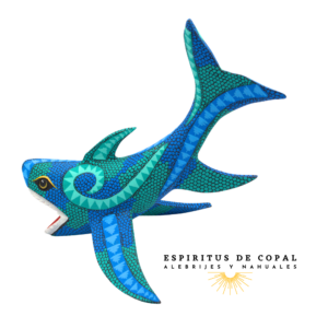 Alebrije Tiburón Tallado en Madera de Copal | Espíritus de Copal Oaxaca