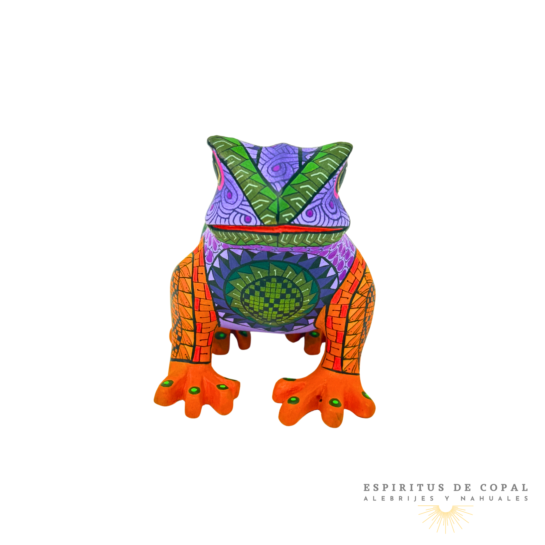 Alebrije Rana Zapoteca Tallado en Madera de Copal | Espíritus de Copal Oaxaca - Image 3