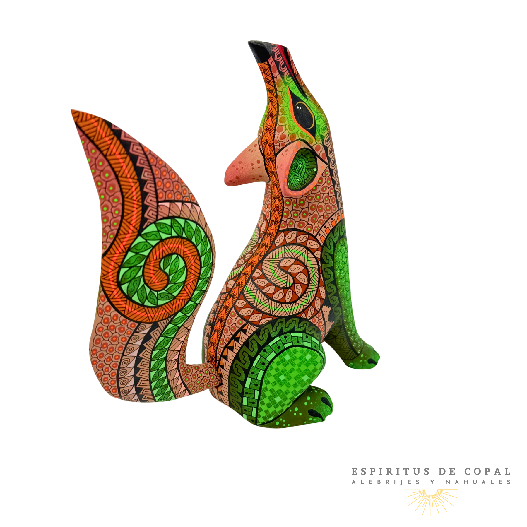 Alebrije Coyote Zapoteca Tallado en Madera de Copal | Espíritus de Copal Oaxaca - Image 2