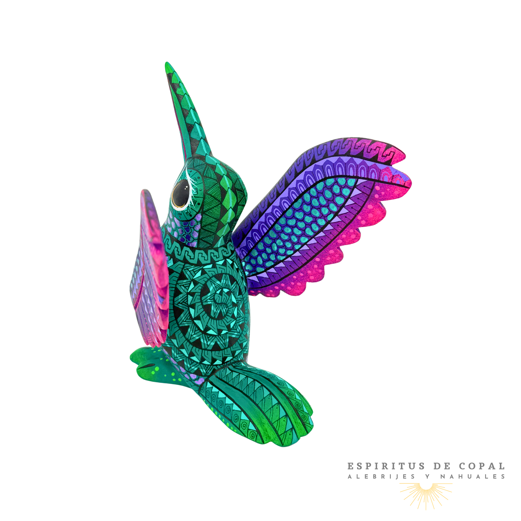 Alebrije Colibrí Zapoteca Tallado en Madera de Copal | Espíritus de Copal Oaxaca - Image 4