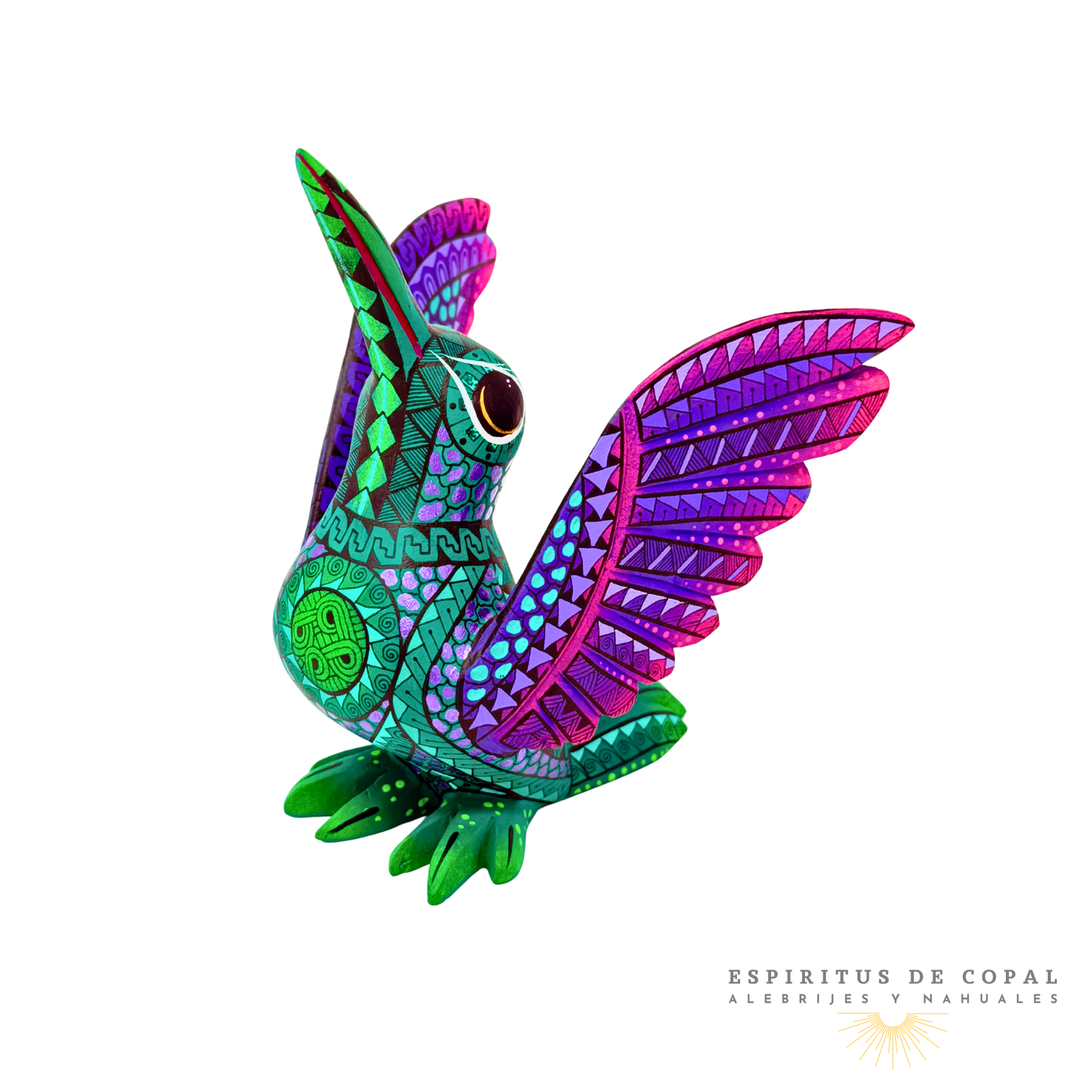 Alebrije Colibrí Zapoteca Tallado en Madera de Copal | Espíritus de Copal Oaxaca - Image 3