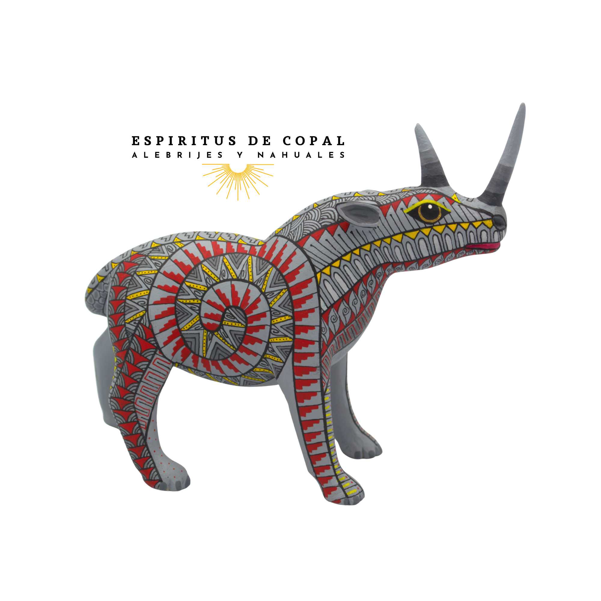 Alebrije Rinoceronte Tallado en Madera de Copal | Espíritus de Copal Oaxaca