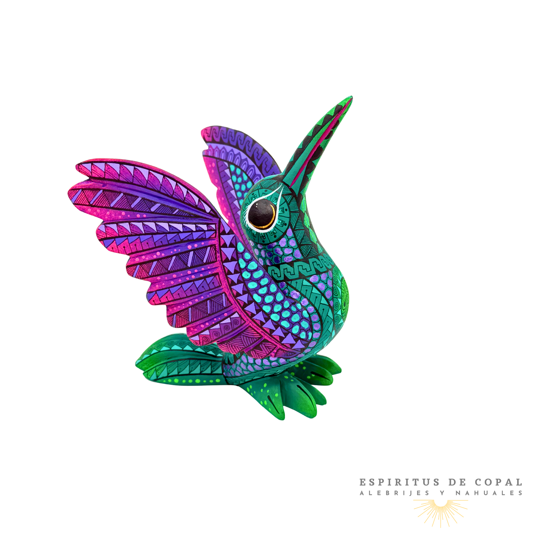 Alebrije Colibrí Zapoteca Tallado en Madera de Copal | Espíritus de Copal Oaxaca
