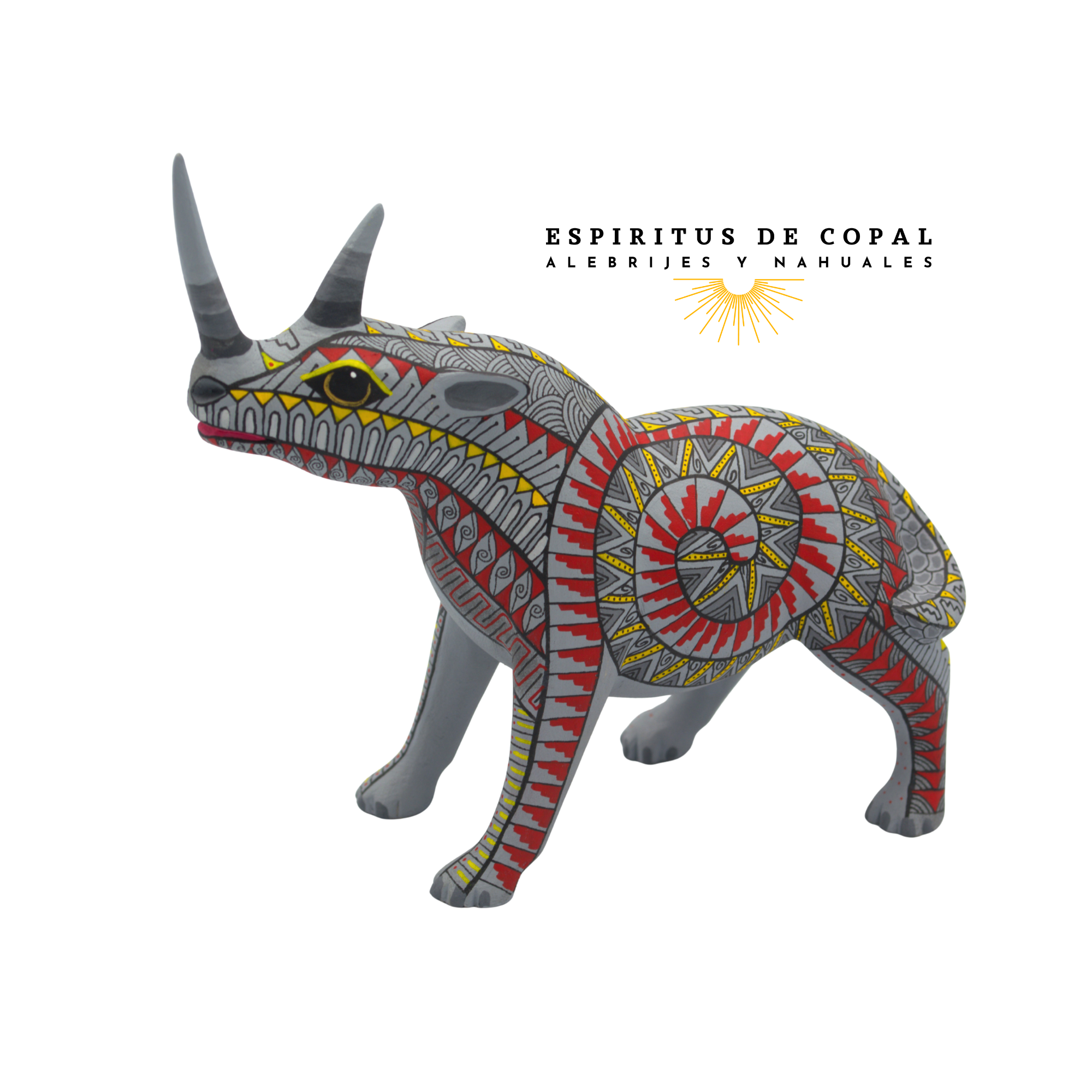 Alebrije Rinoceronte Tallado en Madera de Copal | Espíritus de Copal Oaxaca - Image 4