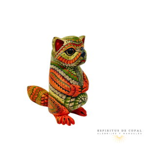 Alebrije Mapache Zapoteca Tallado en Madera de Copal | Espíritus de Copal Oaxaca