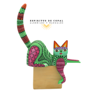 Alebrije Gato Zapoteca Tallado en Madera de Copal | Espíritus de Copal Oaxaca