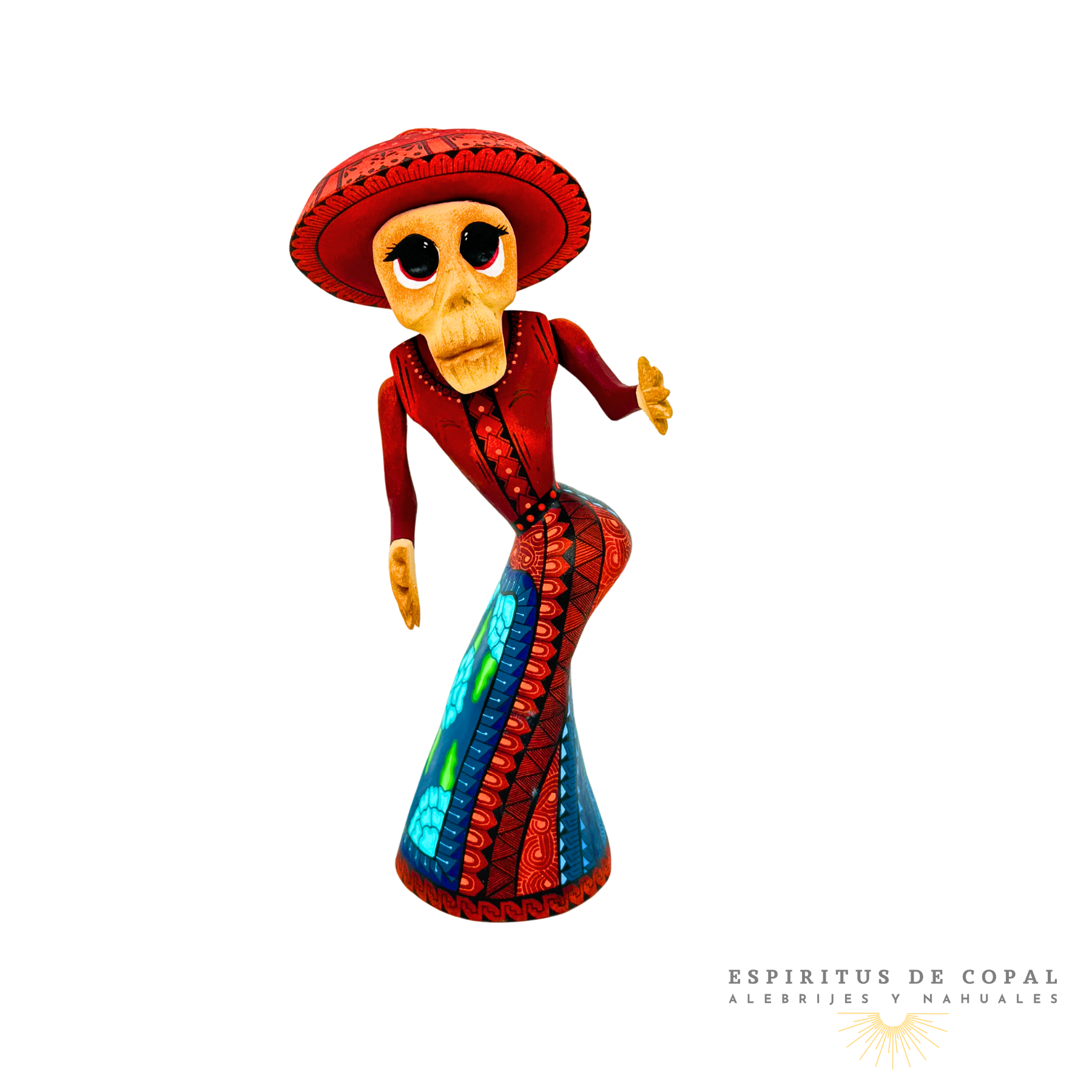 Alebrije Catrina Zapoteca Tallado en Madera de Copal | Espíritus de Copal Oaxaca