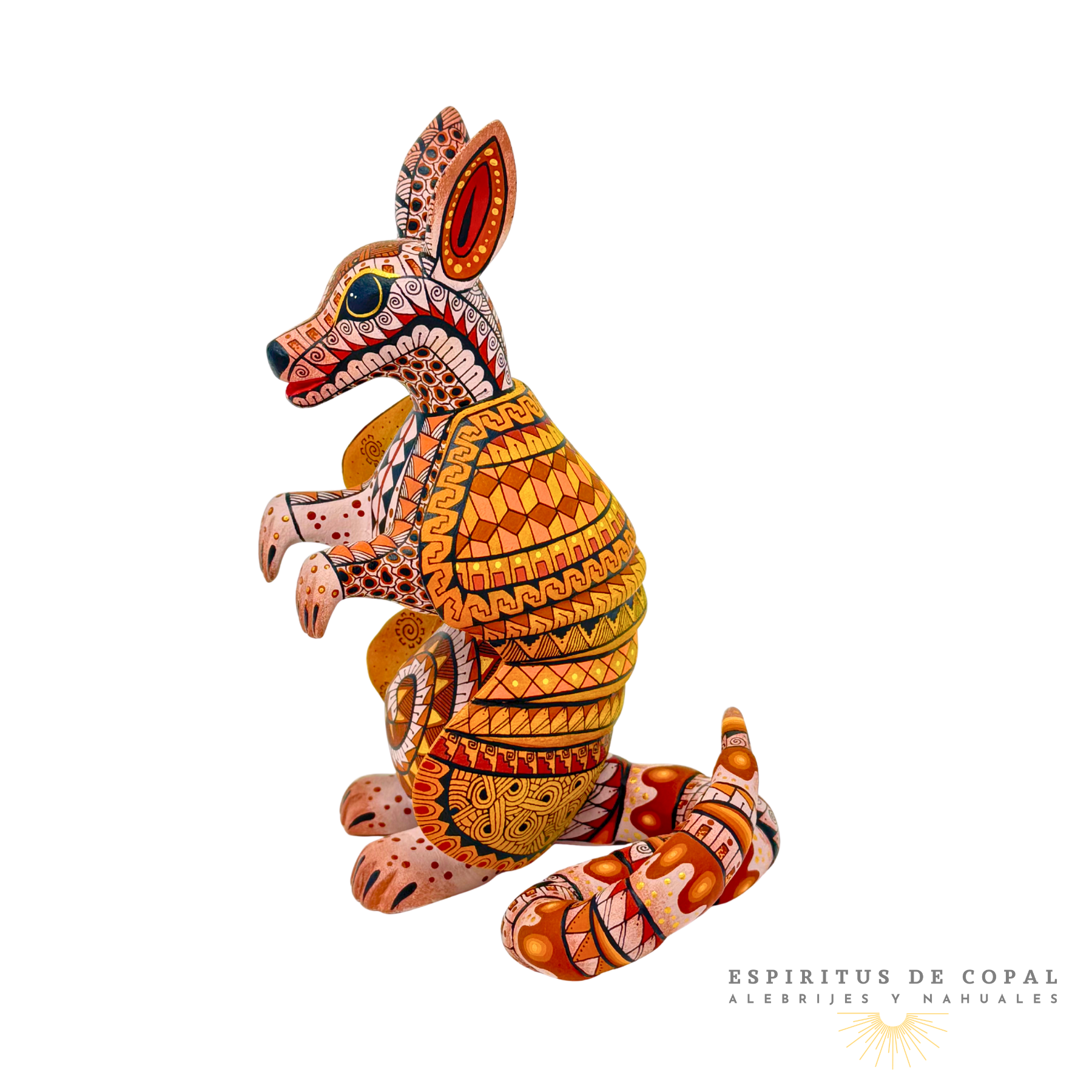 Alebrije Armadillo Zapoteca Tallado en Madera de Copal | Espíritus de Copal Oaxaca - Image 3