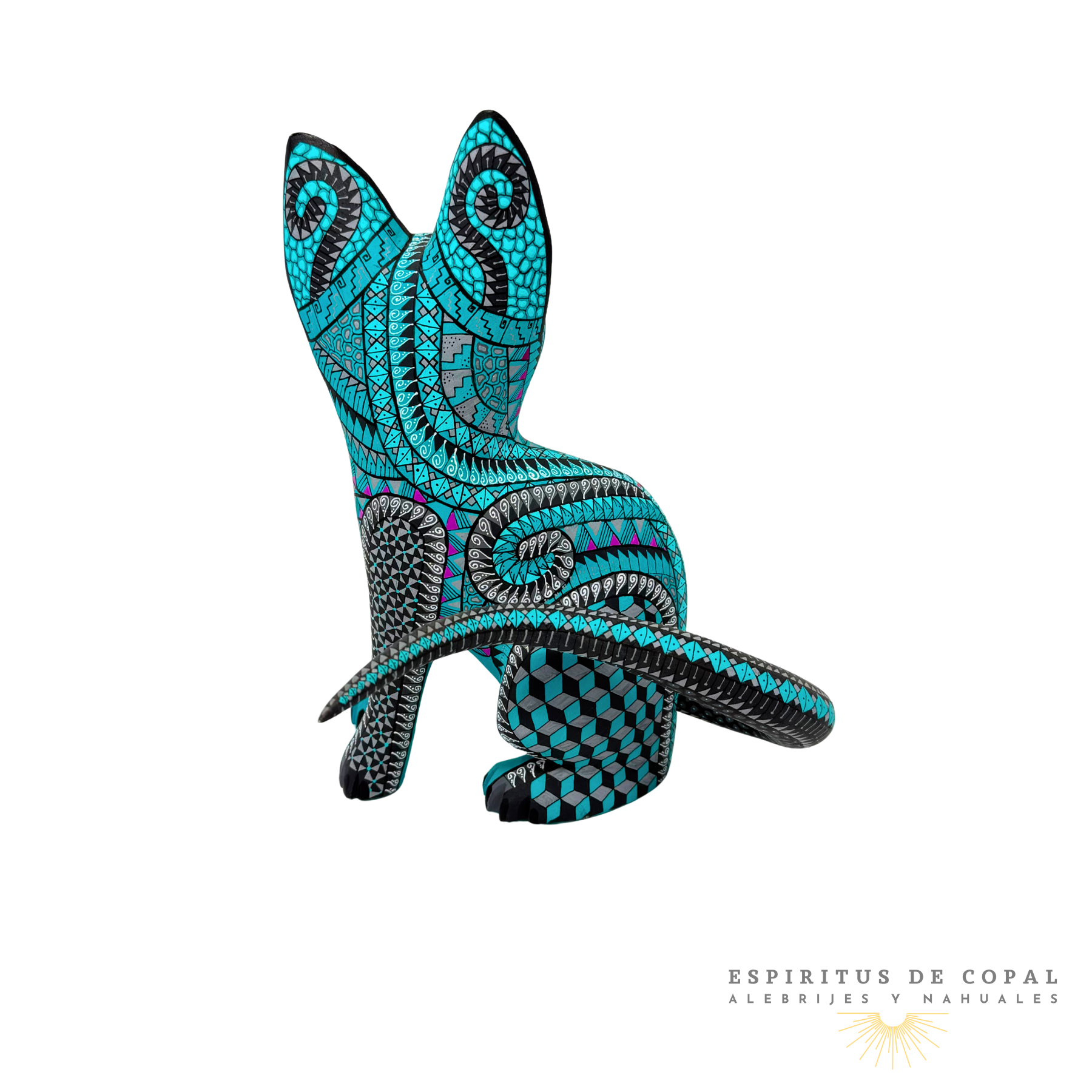 Alebrije Gato Zapoteca Tallado en Madera de Copal | Espíritus de Copal Oaxaca - Image 5