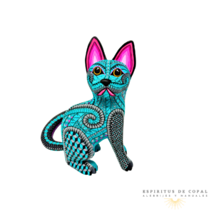Alebrije Gato Zapoteca Tallado en Madera de Copal | Espíritus de Copal Oaxaca