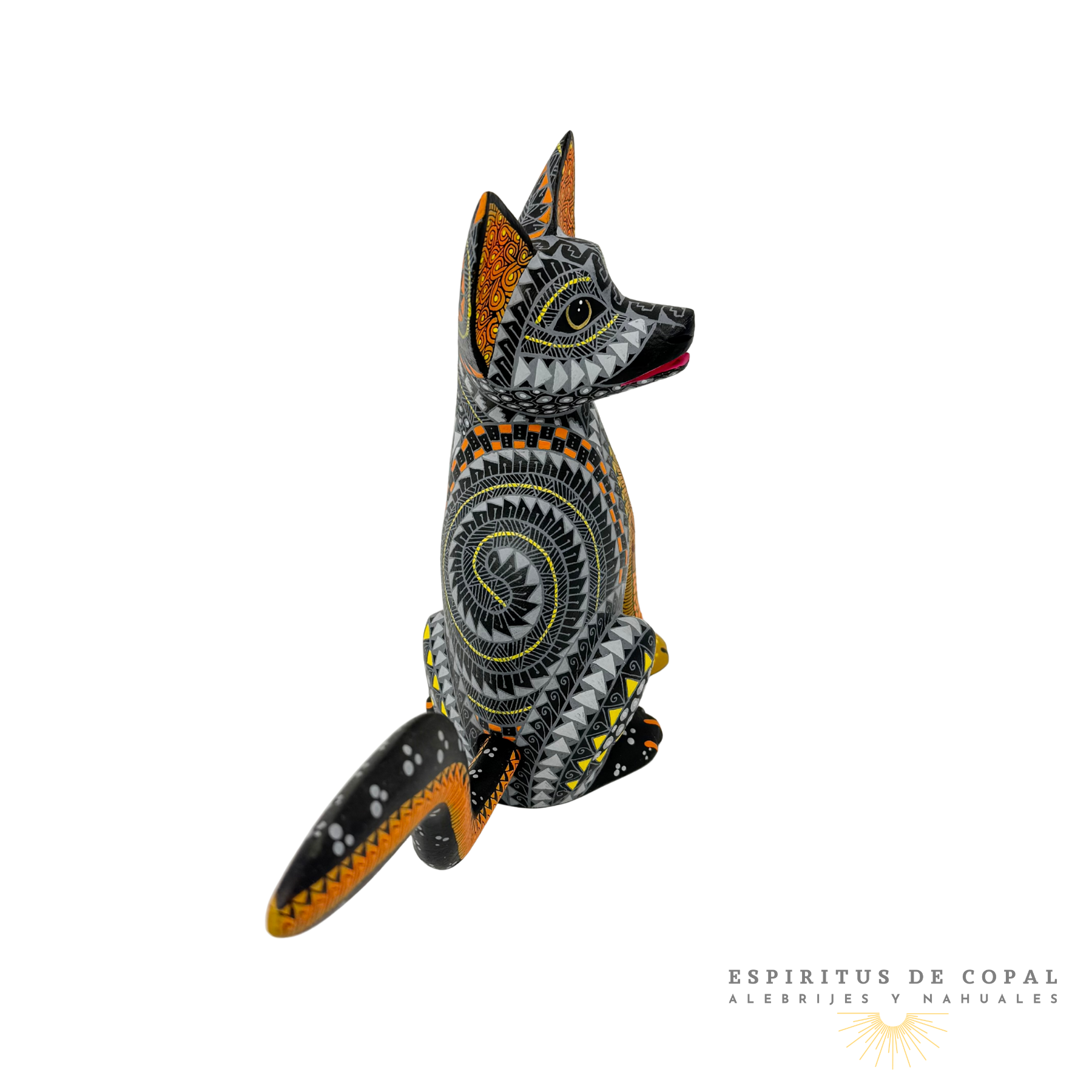 Alebrije Gato Zapoteca Tallado en Madera de Copal | Espíritus de Copal Oaxaca - Image 3