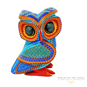 Alebrije Búho Zapoteca Tallado en Madera de Copal | Espíritus de Copal Oaxaca