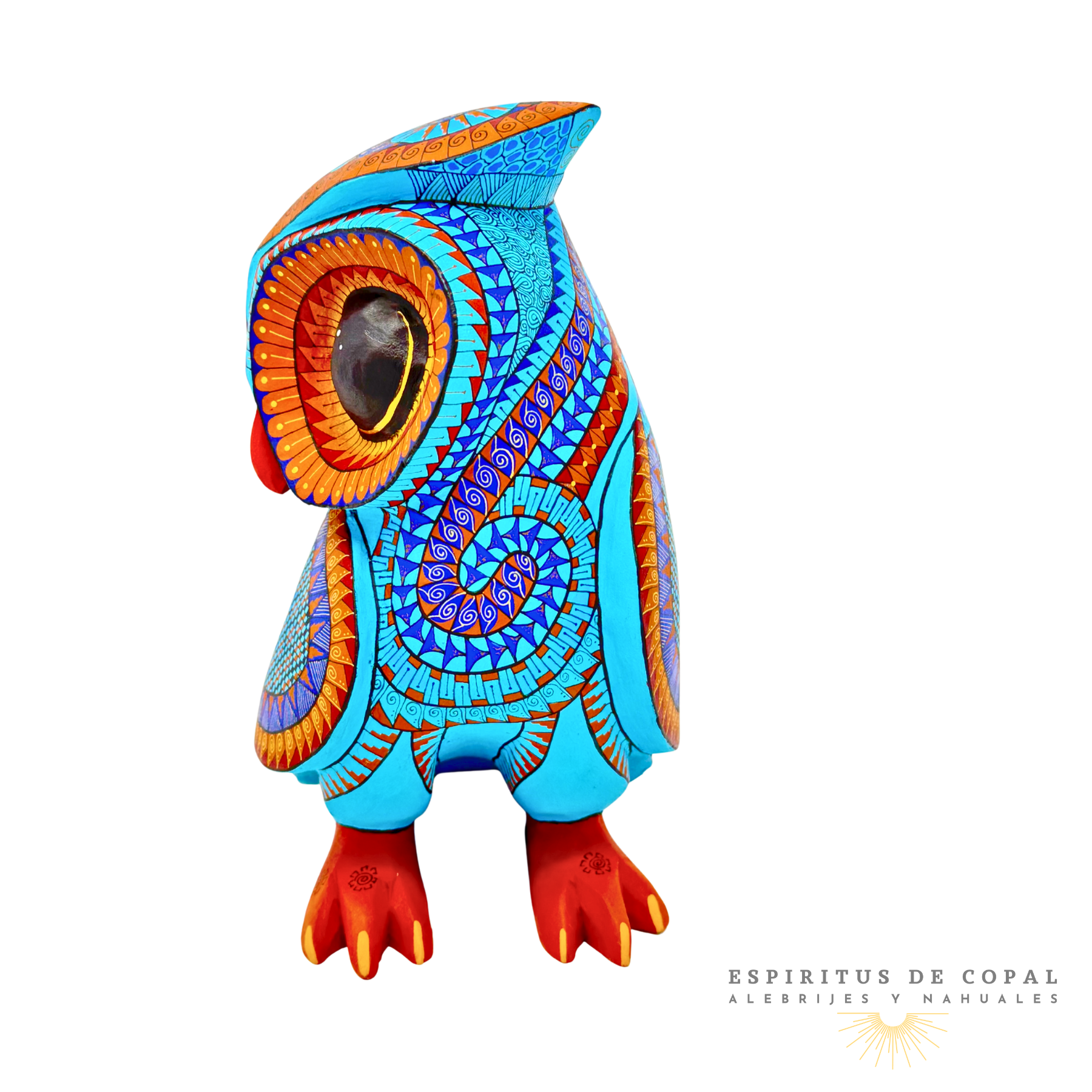 Alebrije Búho Zapoteca Tallado en Madera de Copal | Espíritus de Copal Oaxaca - Image 3