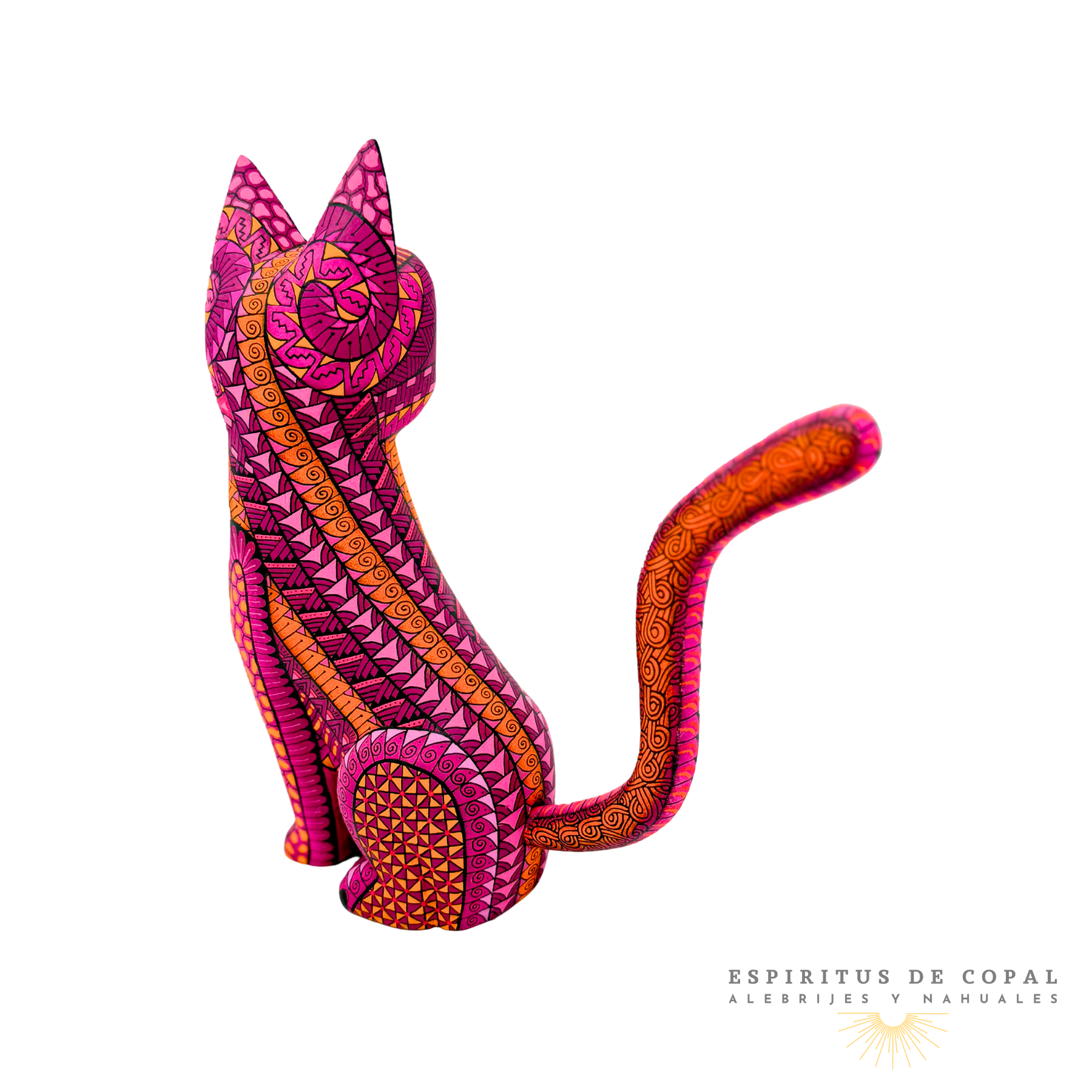 Gato Elegante Zapoteca Tallado en Madera de Copal | Espíritus de Copal Oaxaca - Image 3