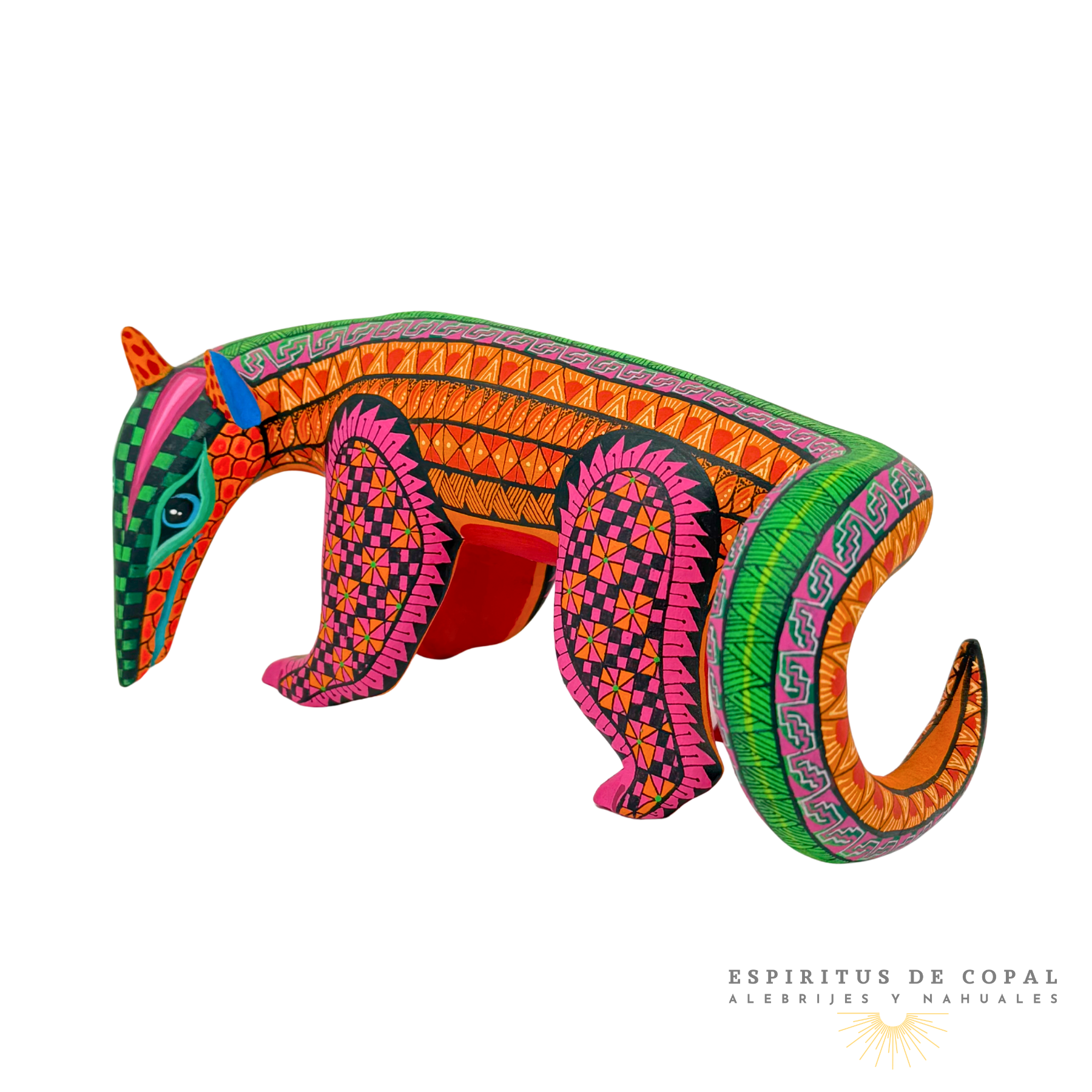 Alebrije Oso Hormiguero Zapoteca Tallado en Madera de Copal | Espíritus de Copal Oaxaca