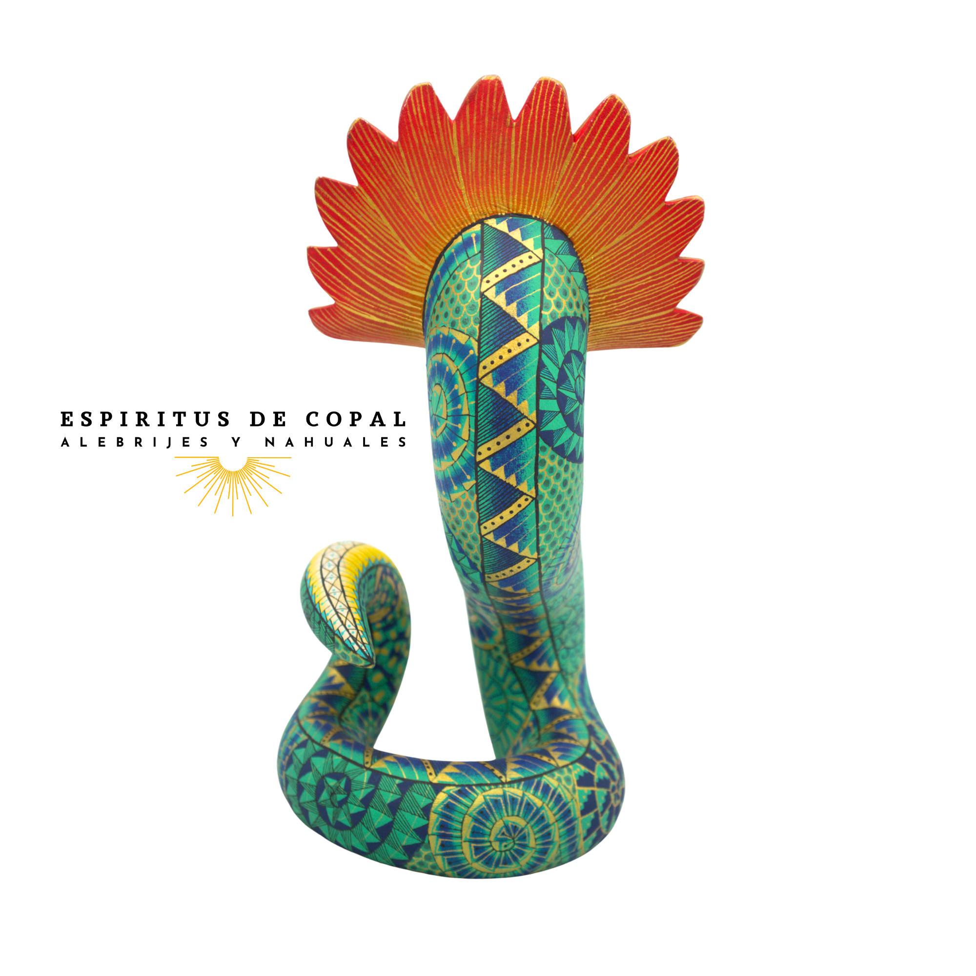 Alebrije Serpiente emplumada Tallado en Madera de Copal | Espíritus de Copal Oaxaca - Image 2