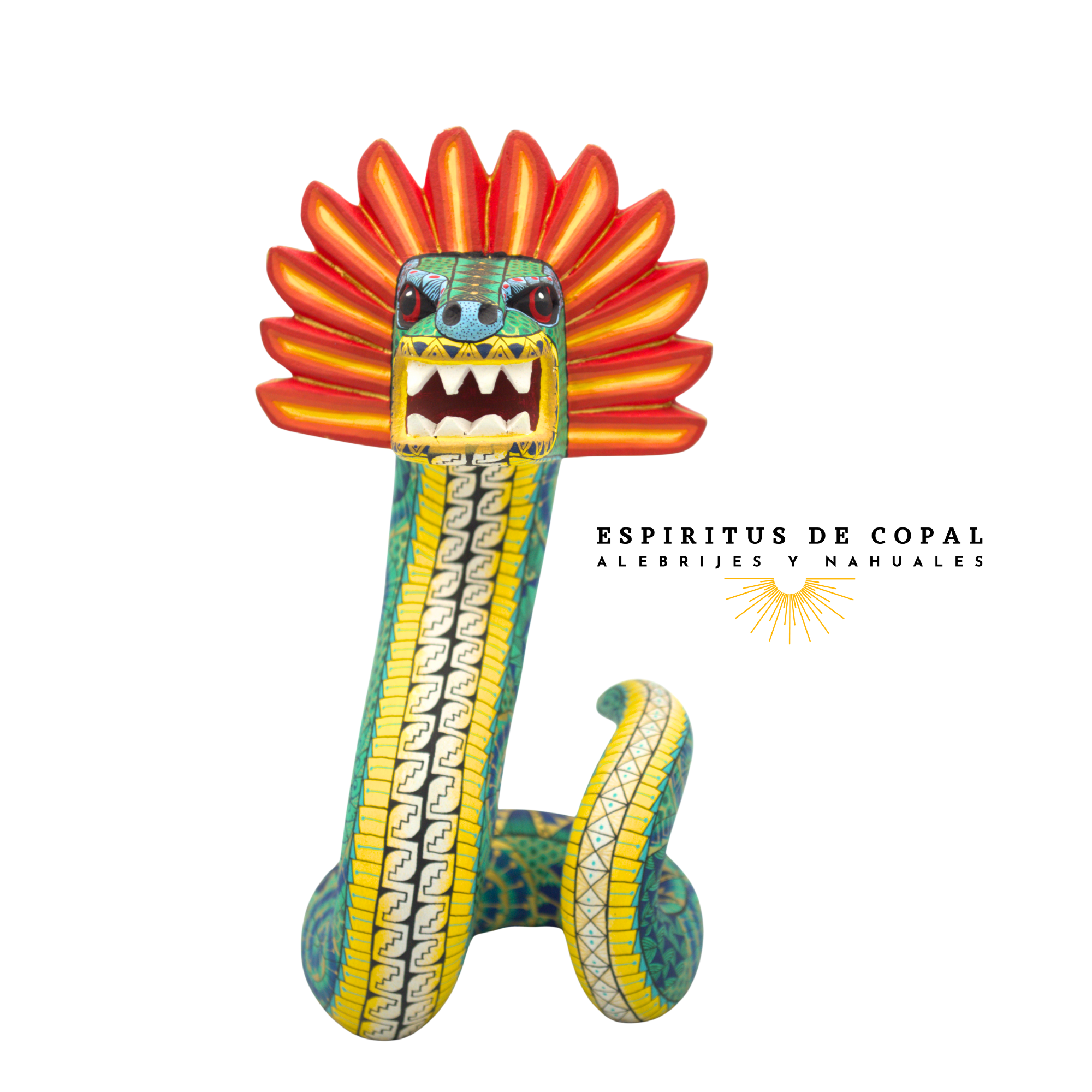 Alebrije Serpiente emplumada Tallado en Madera de Copal | Espíritus de Copal Oaxaca - Image 5