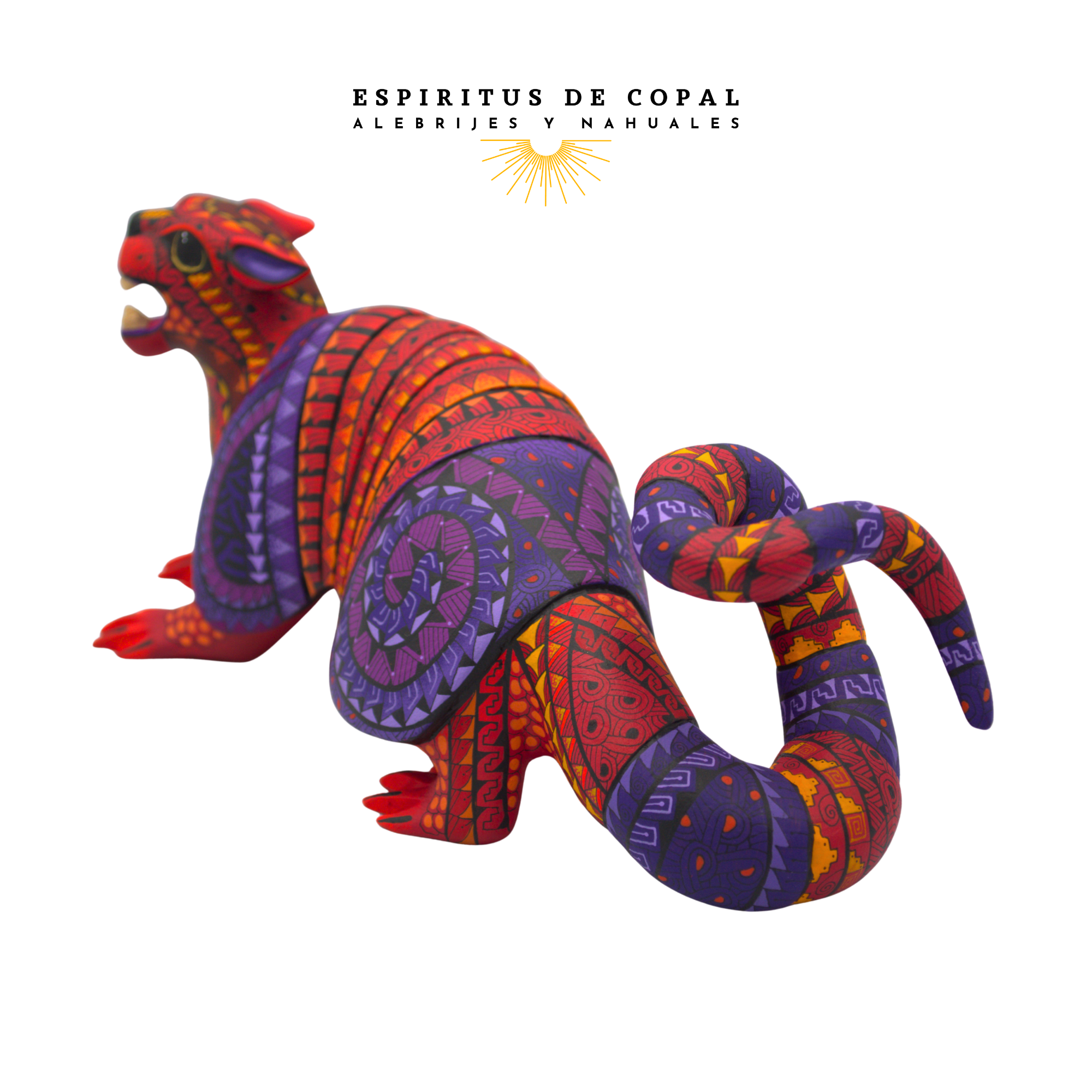 Alebrije Armadillo Jaguar Zapoteca Tallado en Madera de Copal | Espíritus de Copal Oaxaca - Image 4