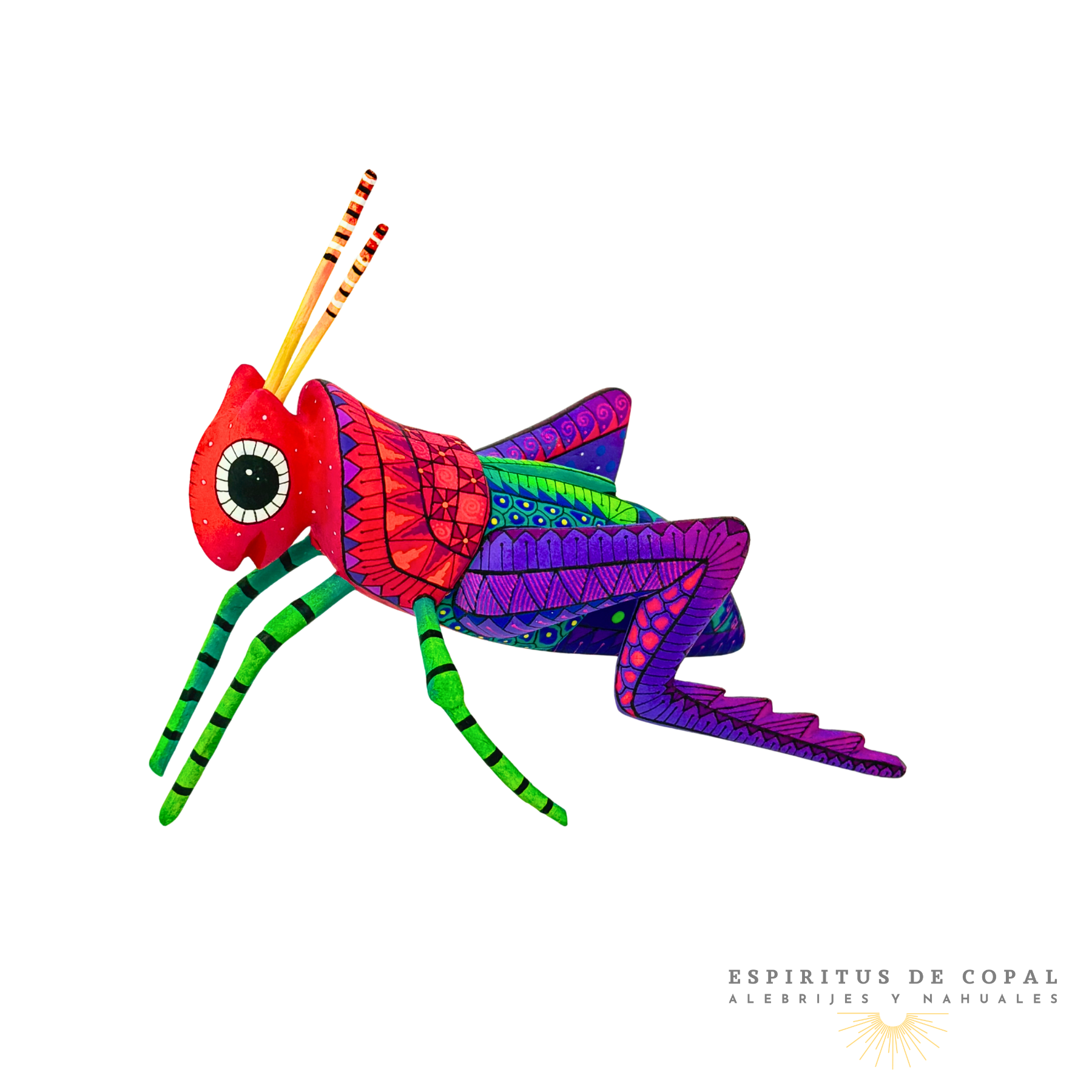 Alebrije Chapulín Zapoteca Tallado en Madera de Copal | Espíritus de Copal Oaxaca