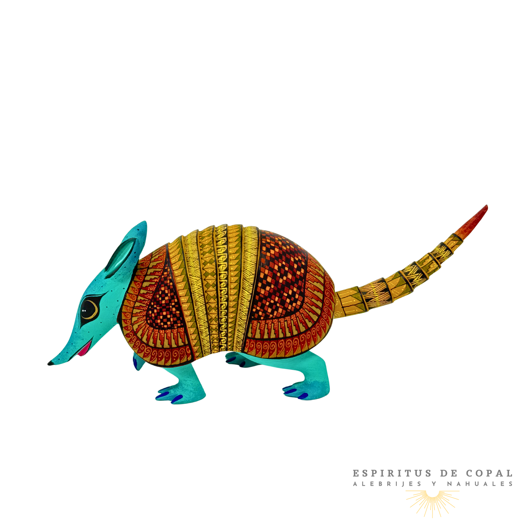 Alebrije Armadillo Zapoteca Tallado en Madera de Copal | Espíritus de Copal Oaxaca - Image 4
