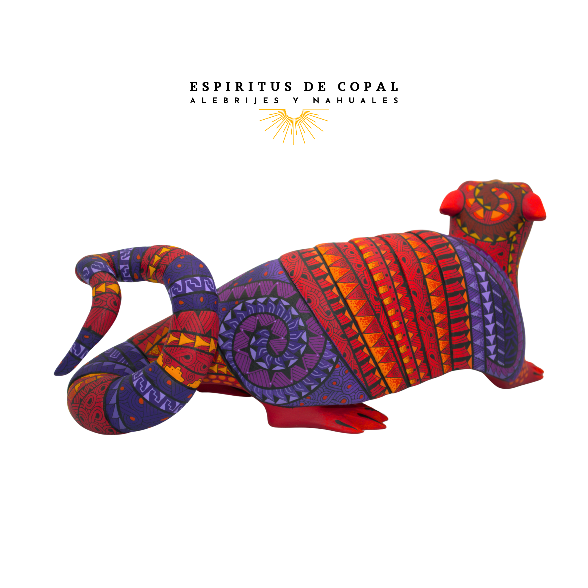 Alebrije Armadillo Jaguar Zapoteca Tallado en Madera de Copal | Espíritus de Copal Oaxaca - Image 5