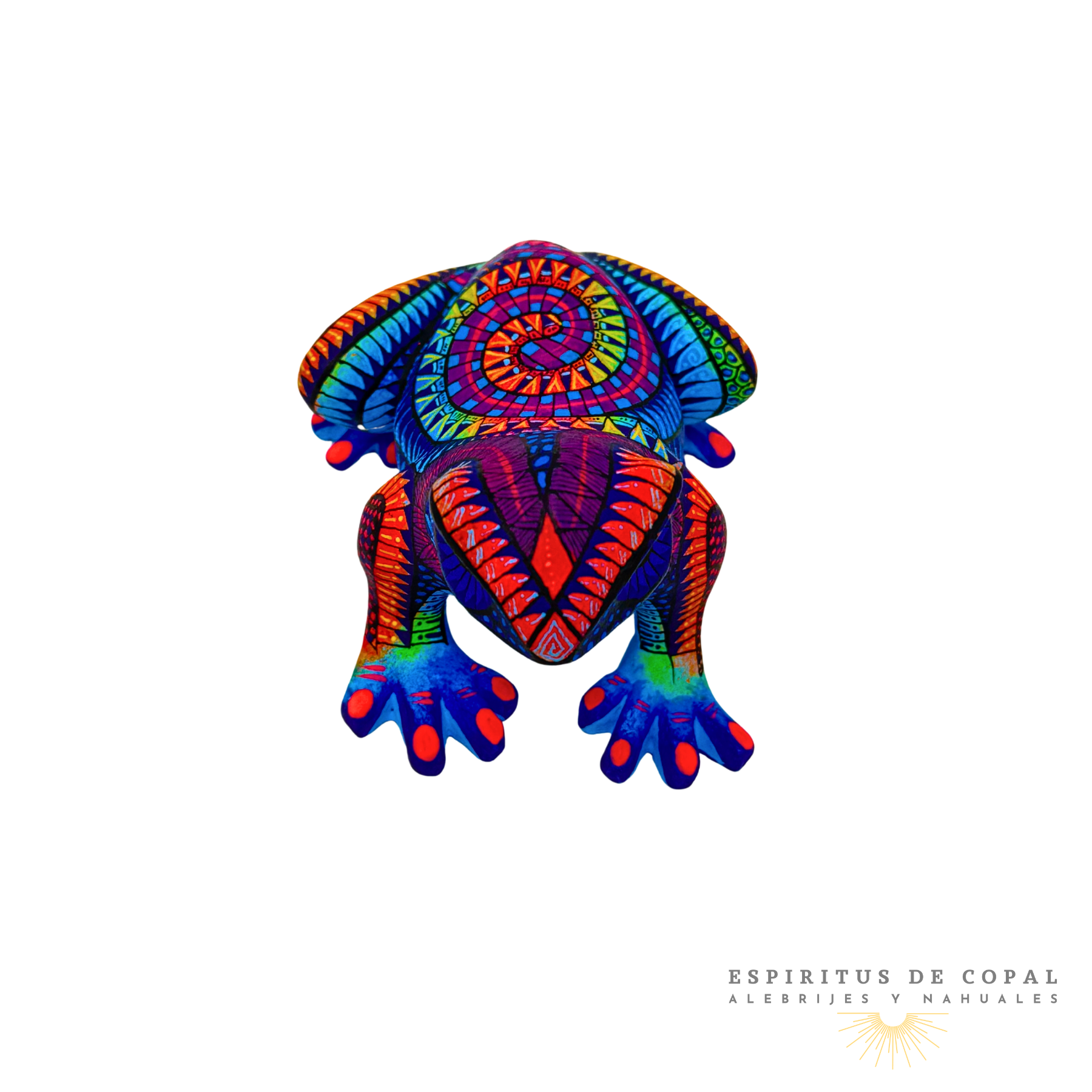 Alebrije Rana Zapoteca Tallado en Madera de Copal | Espíritus de Copal Oaxaca - Image 5