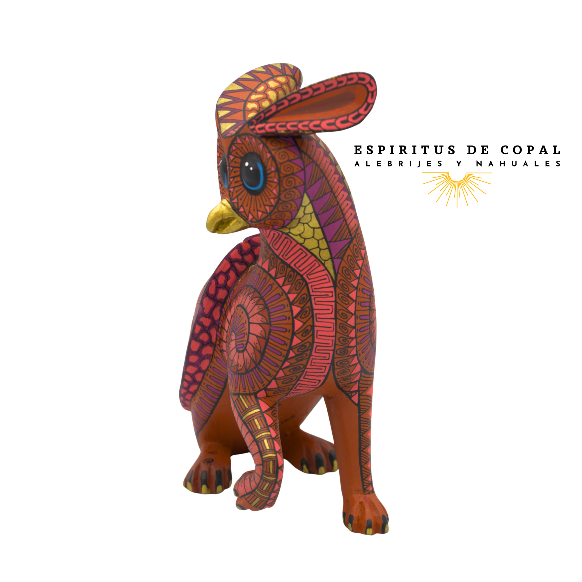 Alebrije Búho Tortuga Zapoteca Tallado en Madera de Copal | Espíritus de Copal Oaxaca - Image 2