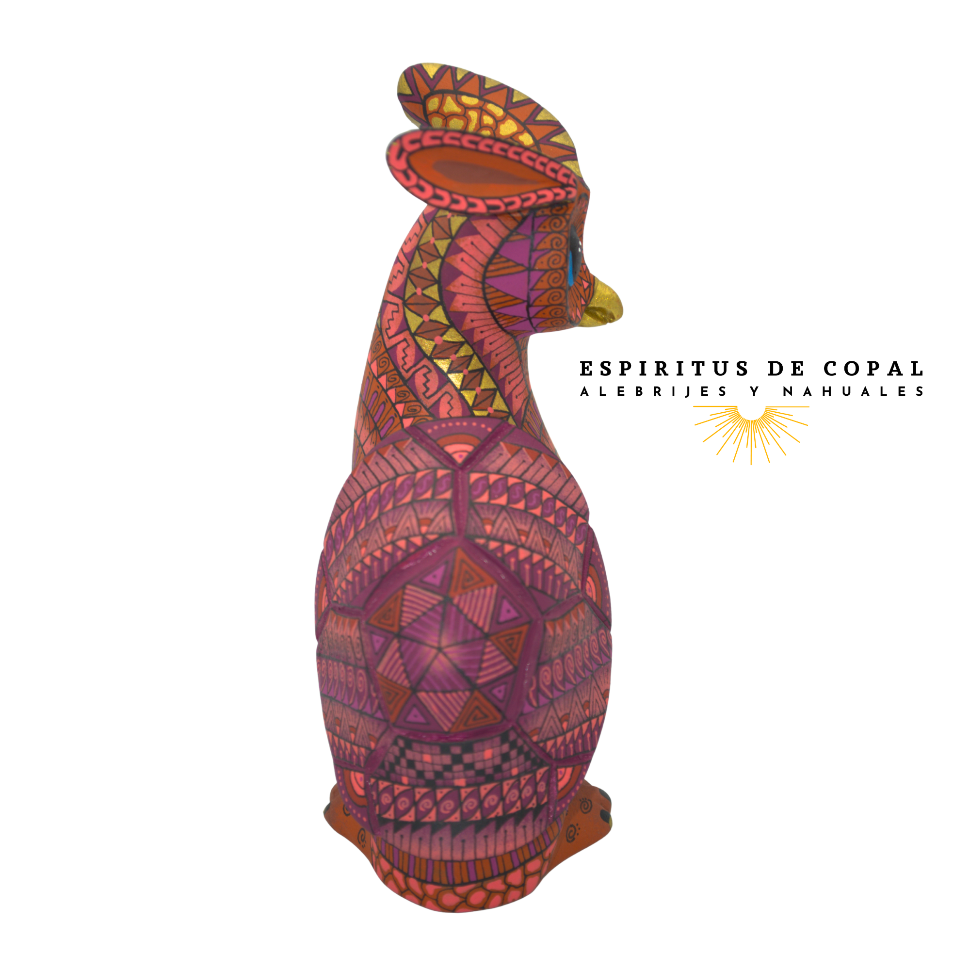 Alebrije Búho Tortuga Zapoteca Tallado en Madera de Copal | Espíritus de Copal Oaxaca - Image 3