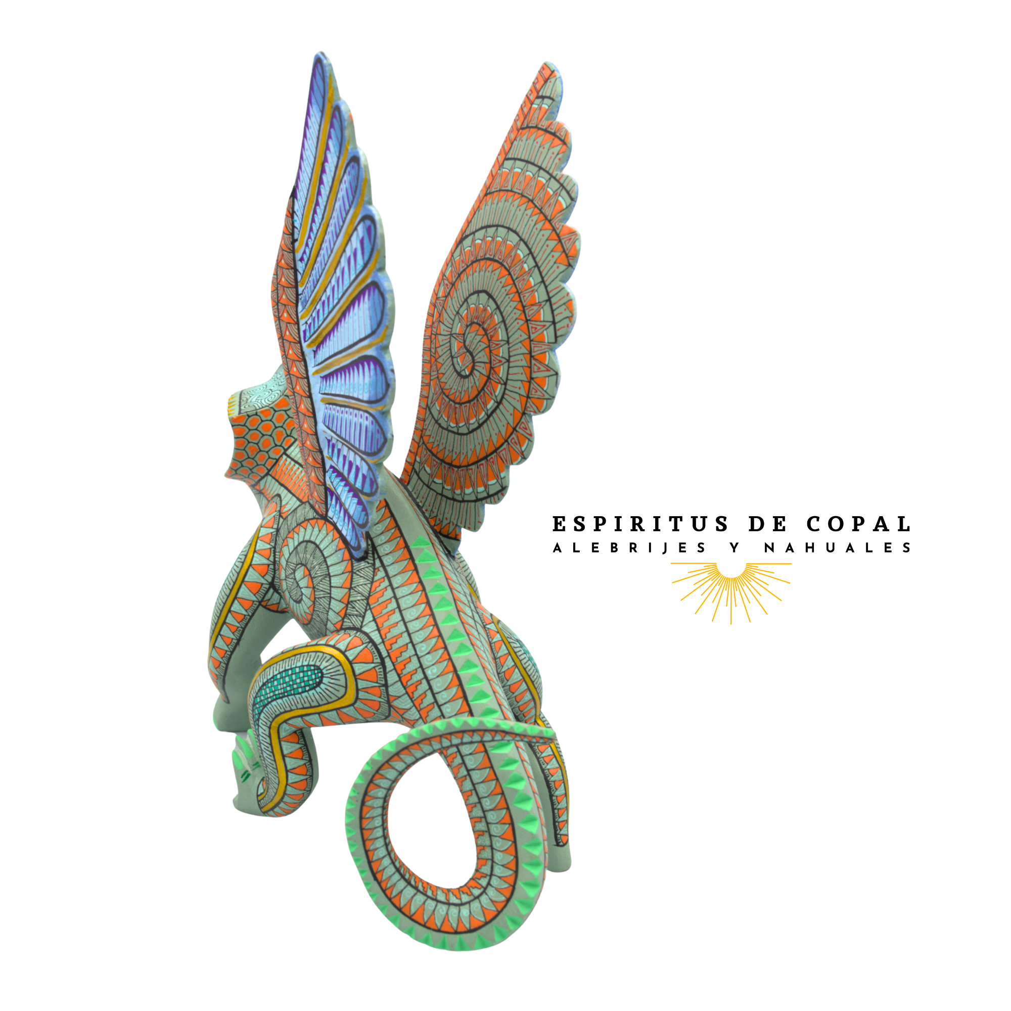 Alebrije Camaleón Volador Zapoteca Tallado en Madera de Copal | Espíritus de Copal Oaxaca - Image 4