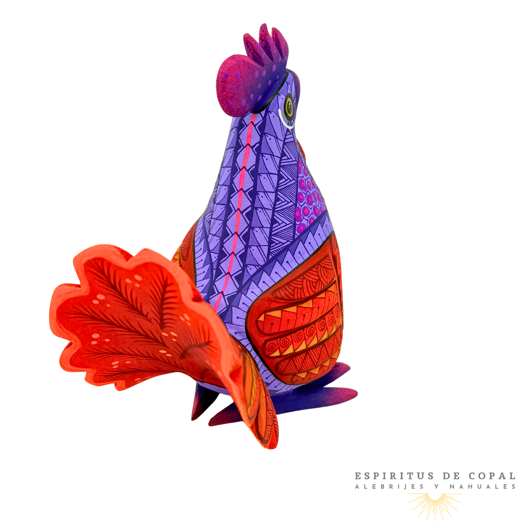 Alebrije Gallina Zapoteca Tallado en Madera de Copal | Espíritus de Copal Oaxaca - Image 4