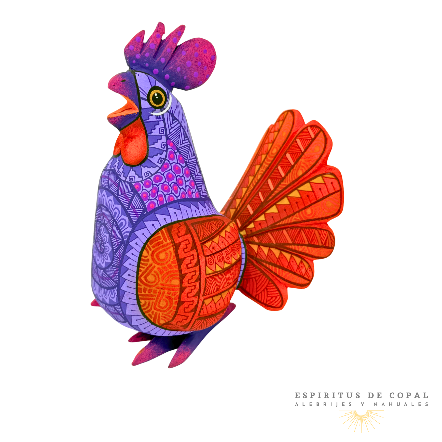 Alebrije Gallina Zapoteca Tallado en Madera de Copal | Espíritus de Copal Oaxaca