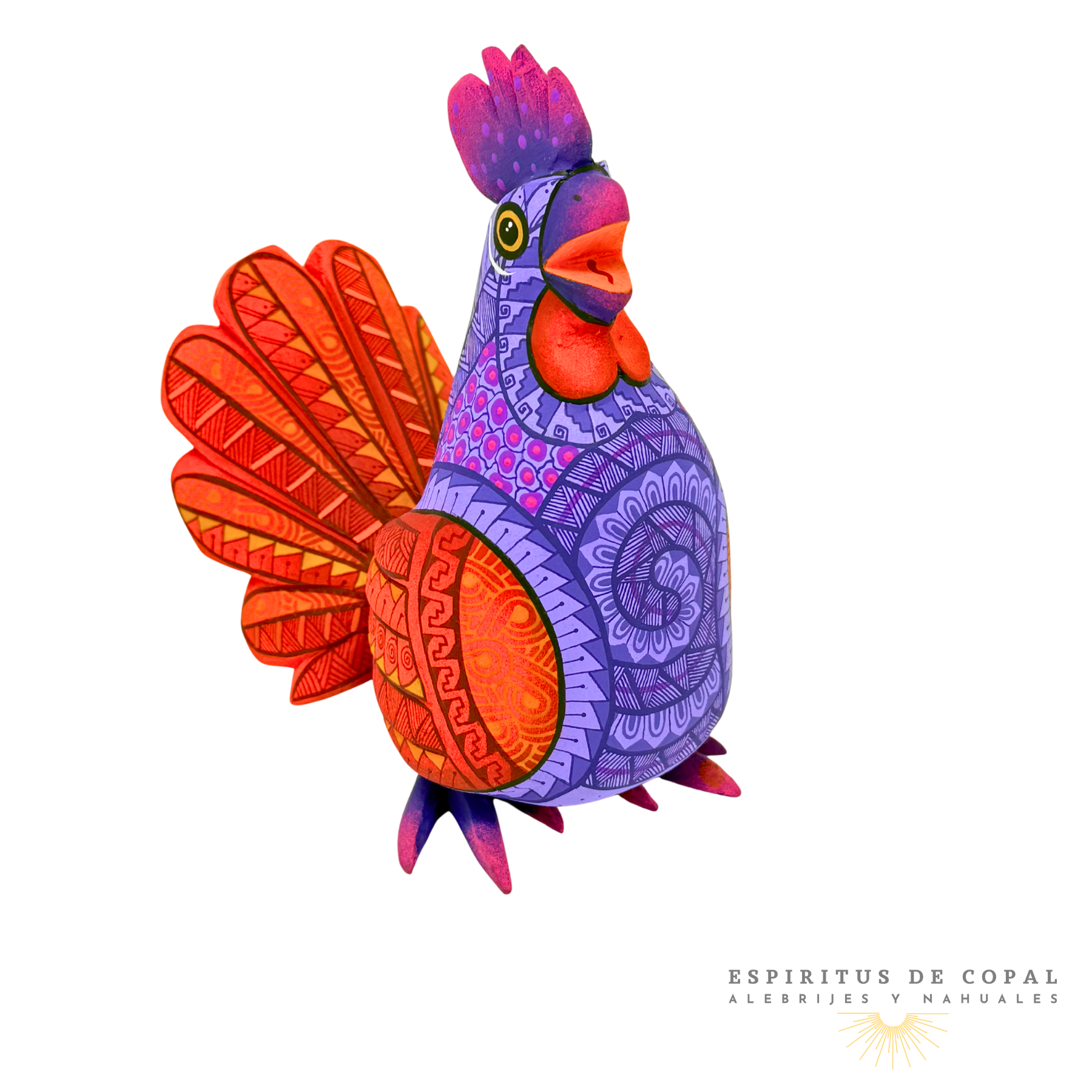 Alebrije Gallina Zapoteca Tallado en Madera de Copal | Espíritus de Copal Oaxaca - Image 2