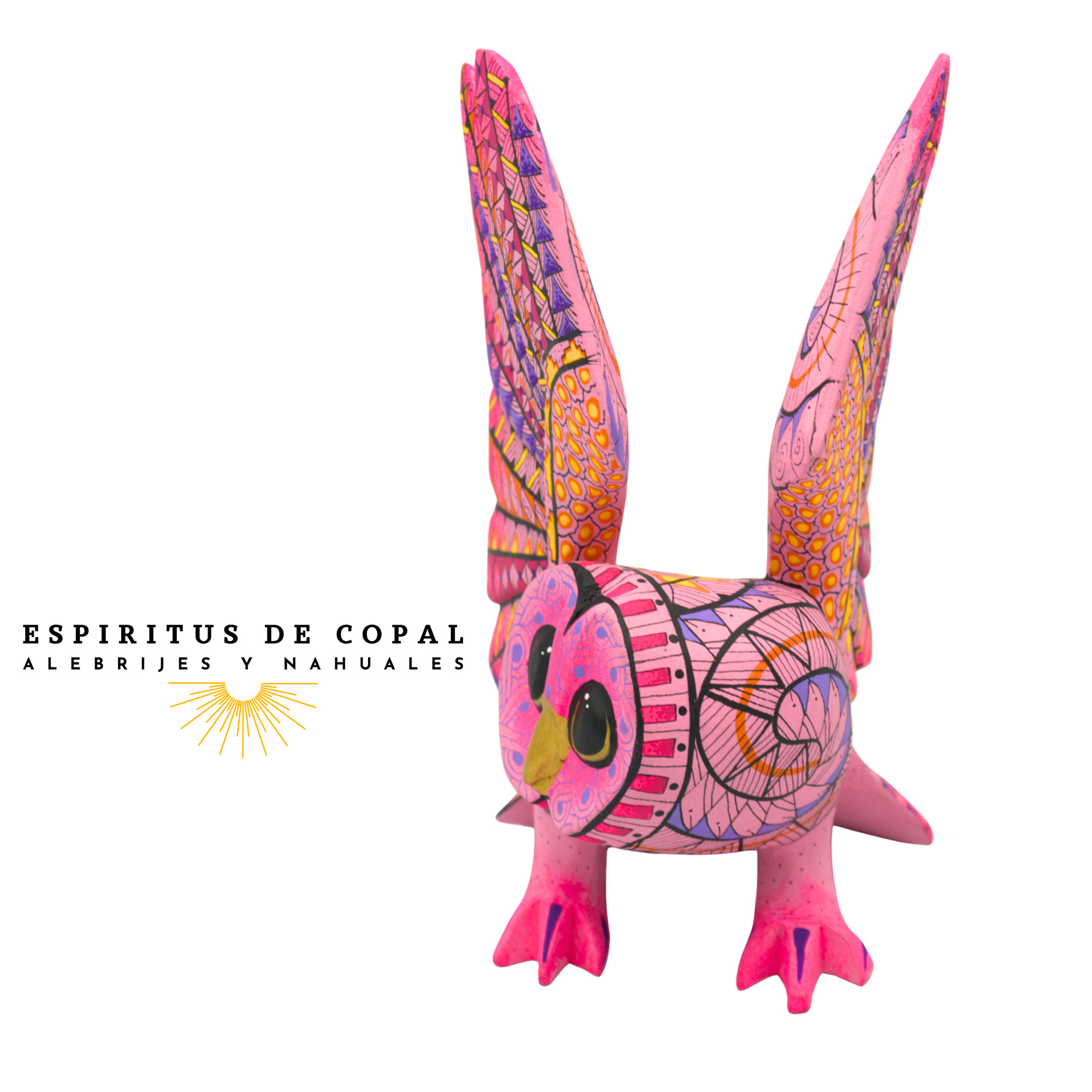 Alebrije Lechuza Zapoteca Tallado en Madera de Copal | Espíritus de Copal Oaxaca - Image 3