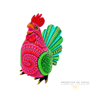 Alebrije Gallina Zapoteca Tallado en Madera de Copal | Espíritus de Copal Oaxaca