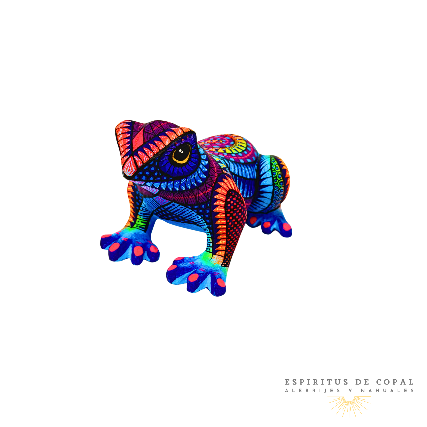 Alebrije Rana Zapoteca Tallado en Madera de Copal | Espíritus de Copal Oaxaca - Image 2