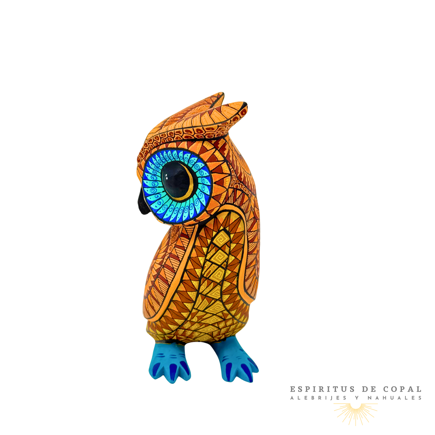 Alebrije Búho Zapoteca Tallado en Madera de Copal | Espíritus de Copal Oaxaca - Image 3