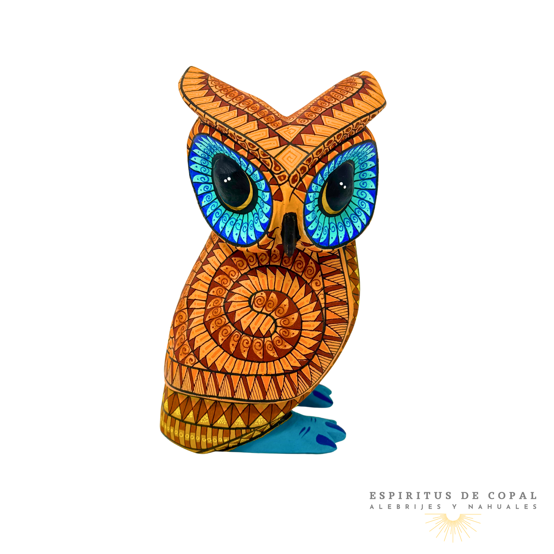 Alebrije Búho Zapoteca Tallado en Madera de Copal | Espíritus de Copal Oaxaca