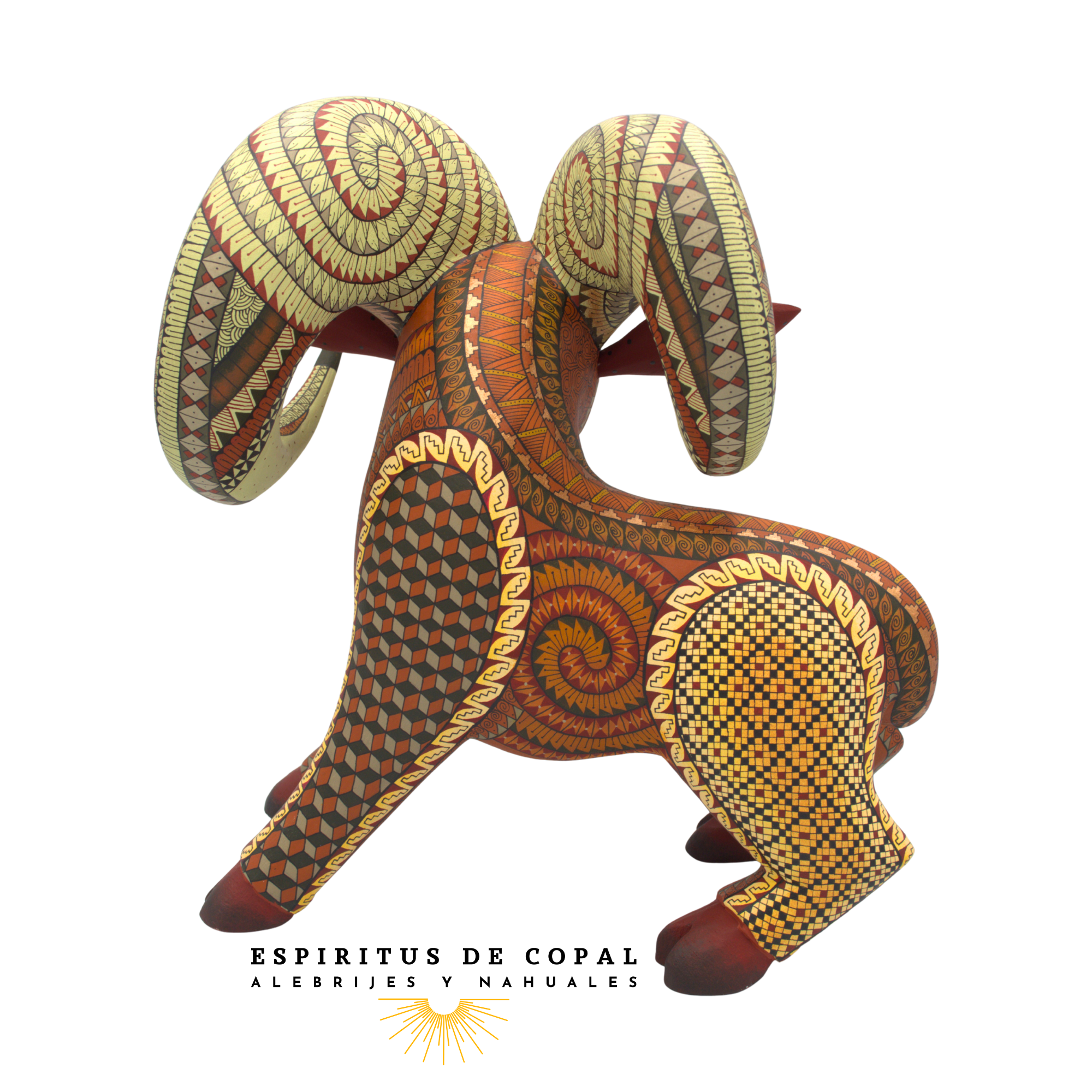 Alebrije Borrego Cimarrón Tallado en Madera de Copal | Espíritus de Copal Oaxaca - Image 3