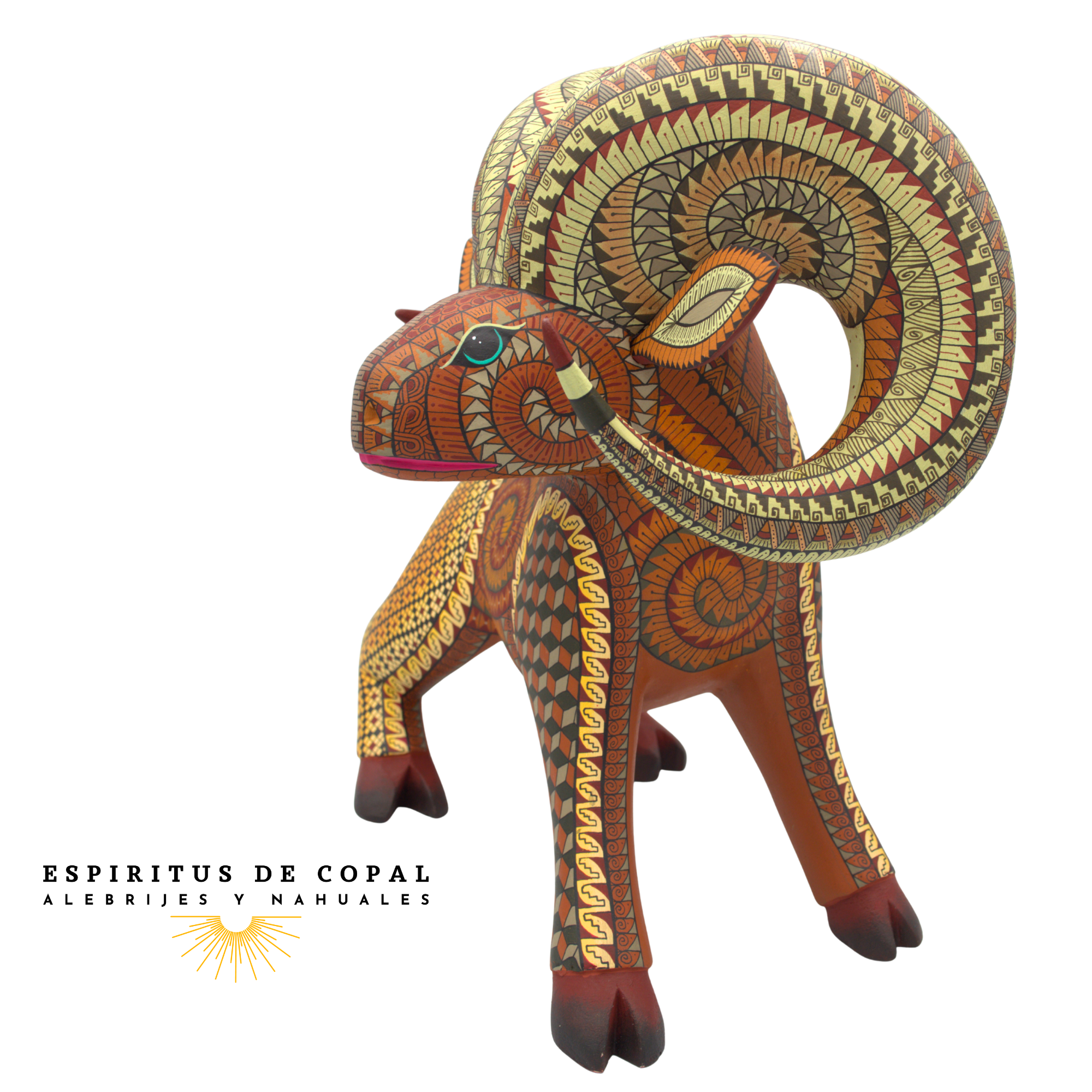 Alebrije Borrego Cimarrón Tallado en Madera de Copal | Espíritus de Copal Oaxaca - Image 4