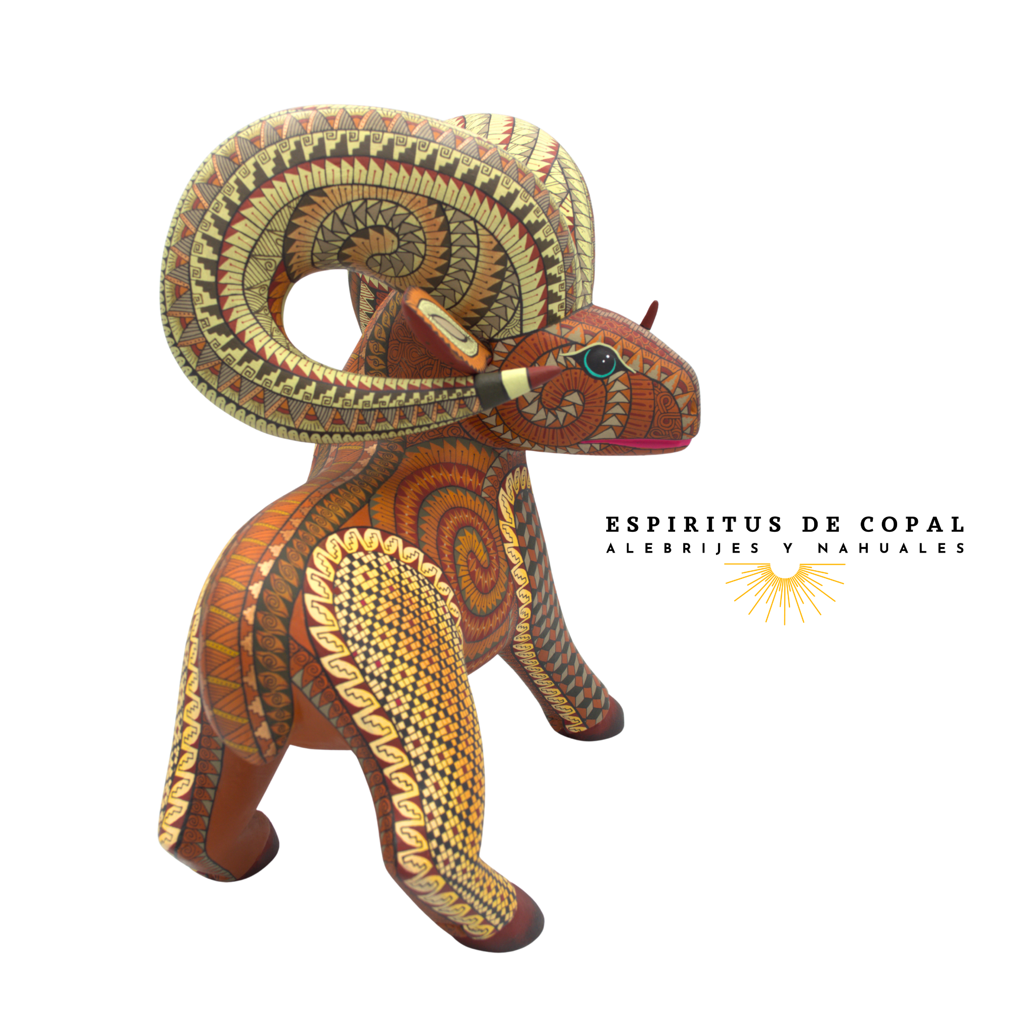 Alebrije Borrego Cimarrón Tallado en Madera de Copal | Espíritus de Copal Oaxaca - Image 5