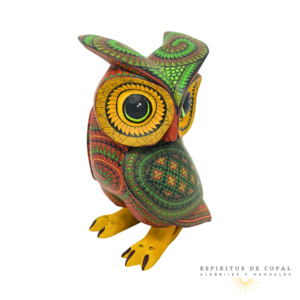 Alebrije Búho Zapoteca Tallado en Madera de Copal | Espíritus de Copal Oaxaca