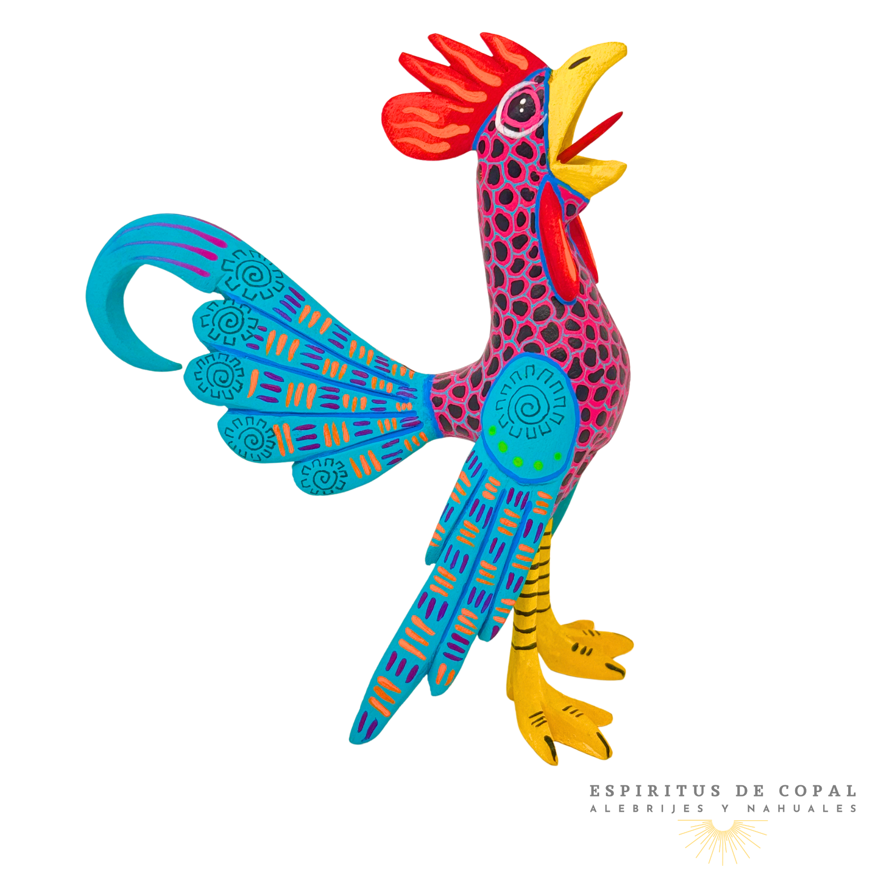 Alebrije Gallo Zapoteca / Tallado en Madera de Copal / Espíritus de Copal / Oaxaca