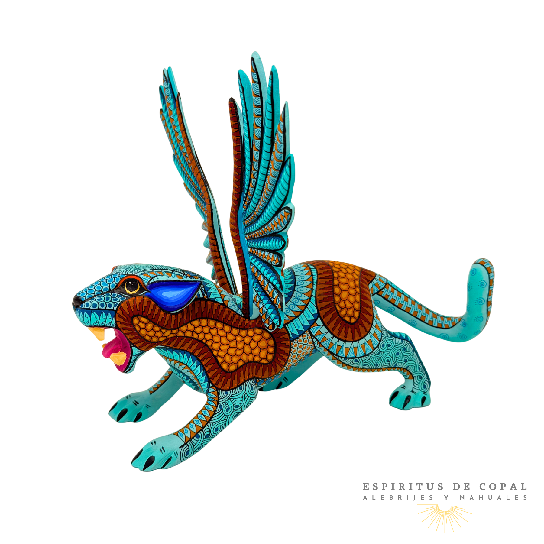 Alebrije Jaguar Águila Zapoteca / Tallado en Madera de Copal / Espíritus de Copal / Oaxaca