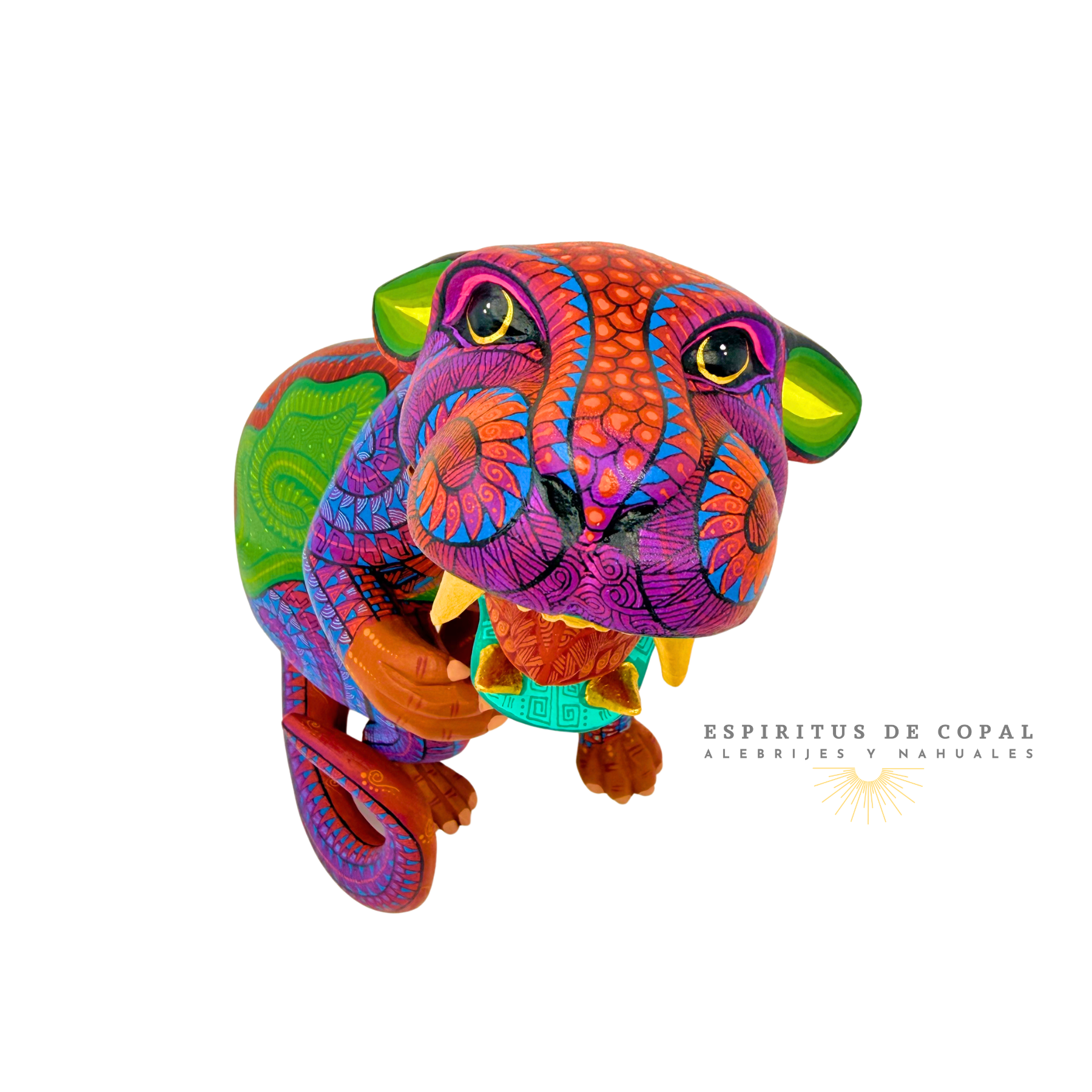 Alebrije Nahual Jaguar Zapoteca / Tallado en Madera de Copal / Espíritus de Copal / Oaxaca - Image 2