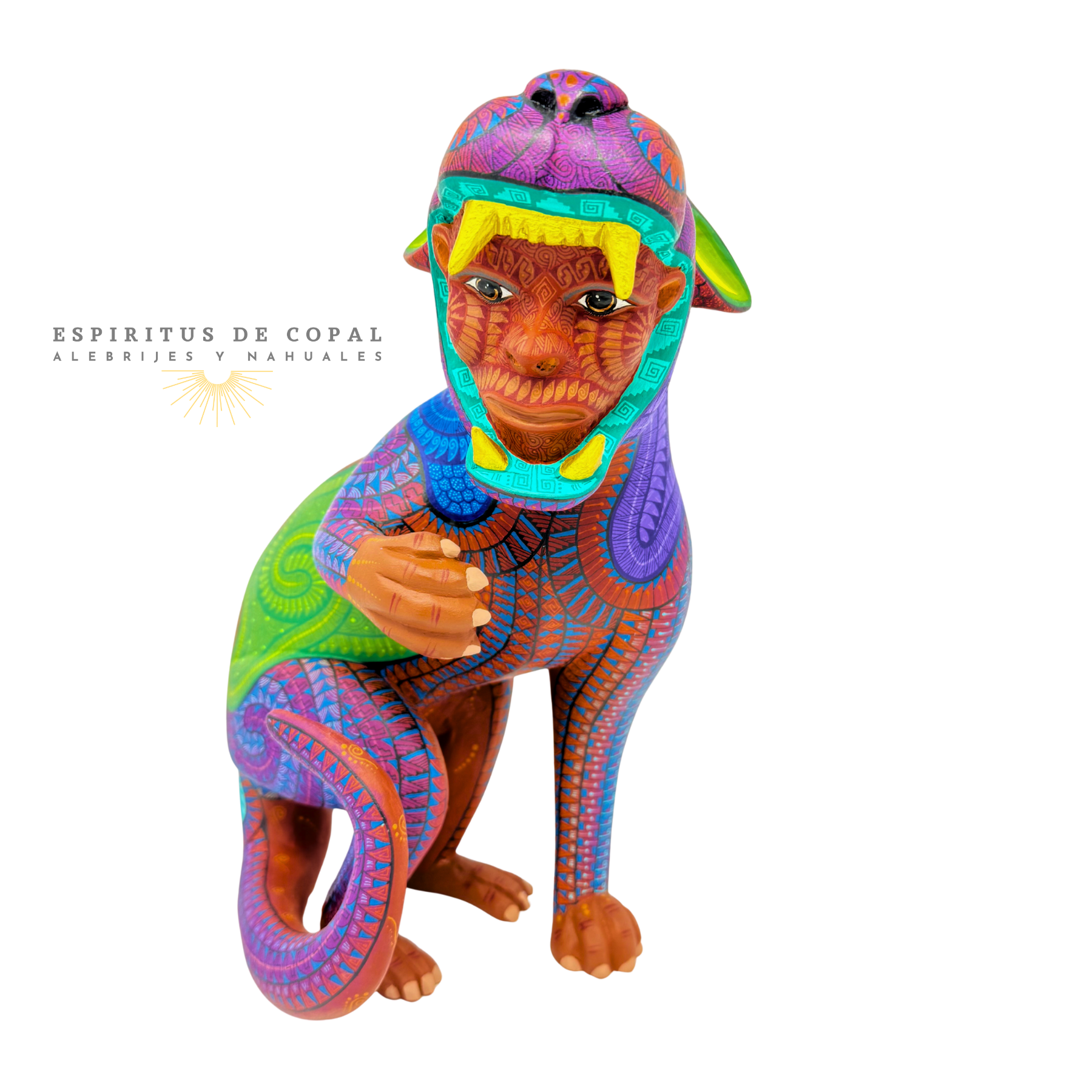 Alebrije Nahual Jaguar Zapoteca / Tallado en Madera de Copal / Espíritus de Copal / Oaxaca - Image 3