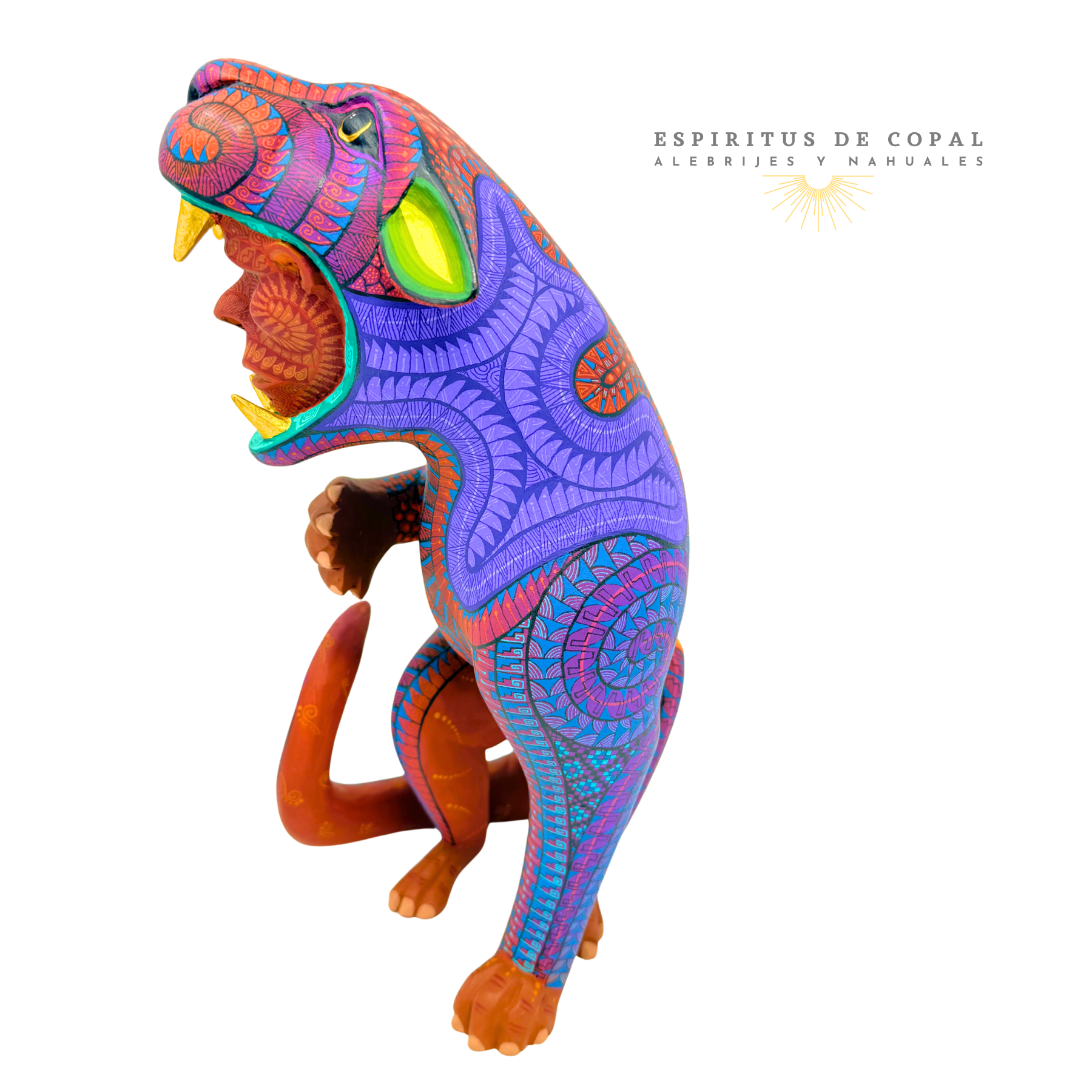 Alebrije Nahual Jaguar Zapoteca / Tallado en Madera de Copal / Espíritus de Copal / Oaxaca - Image 6