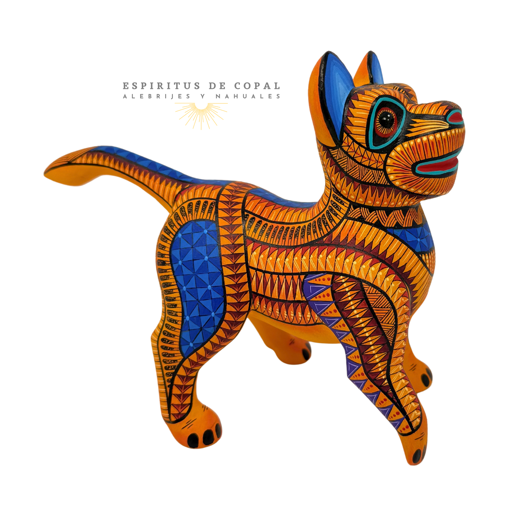 Alebrije Cachorro Prehispánico / Tallado en Madera de Copal / Espíritus de Copal / Oaxaca