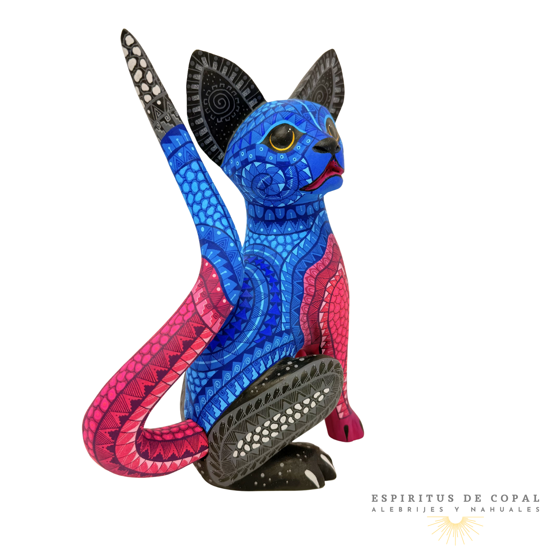 Alebrije Gato Azul / Tallado en Madera de Copal / Espíritus de Copal / Oaxaca - Image 2
