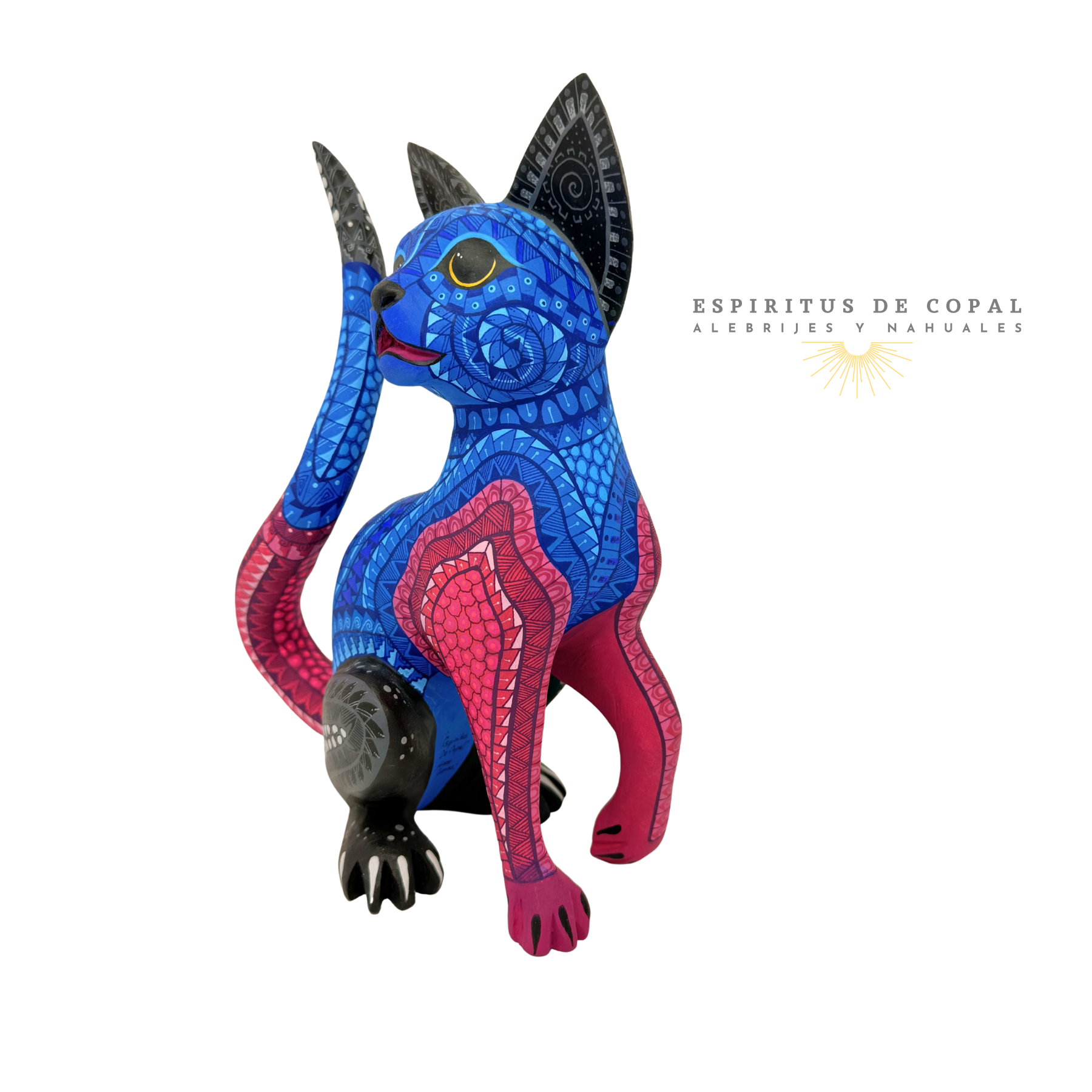 Alebrije Gato Azul / Tallado en Madera de Copal / Espíritus de Copal / Oaxaca